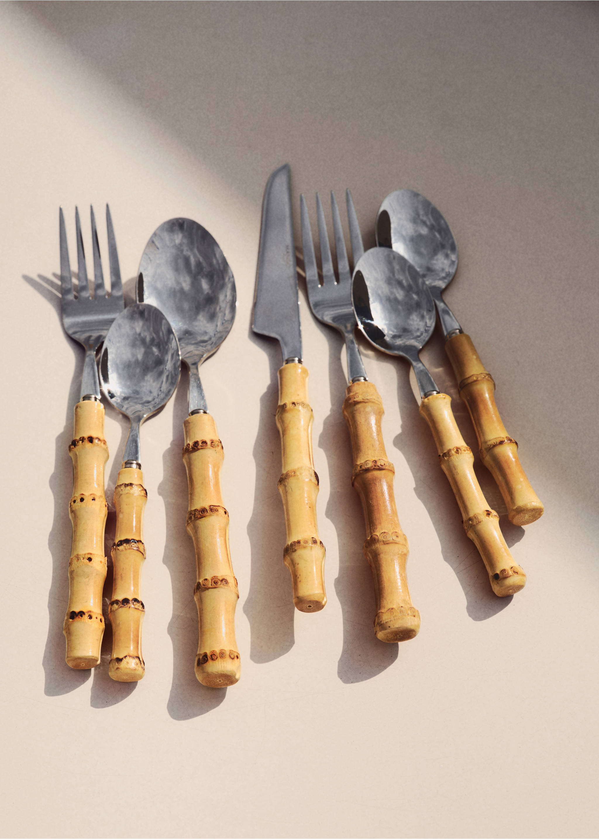 3-piece cutlery set with bamboo handles - Details of the article 6, Brown. Ref: 87023291-00.