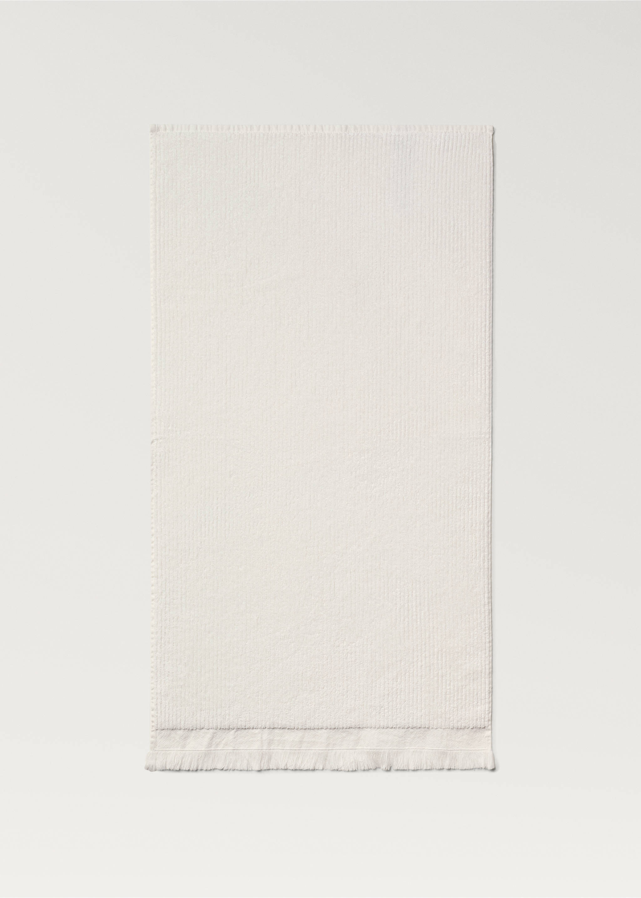 Serviette invité relief rayures franges - Détail de l'article 4, Blanc. Ref: 87023311-00.