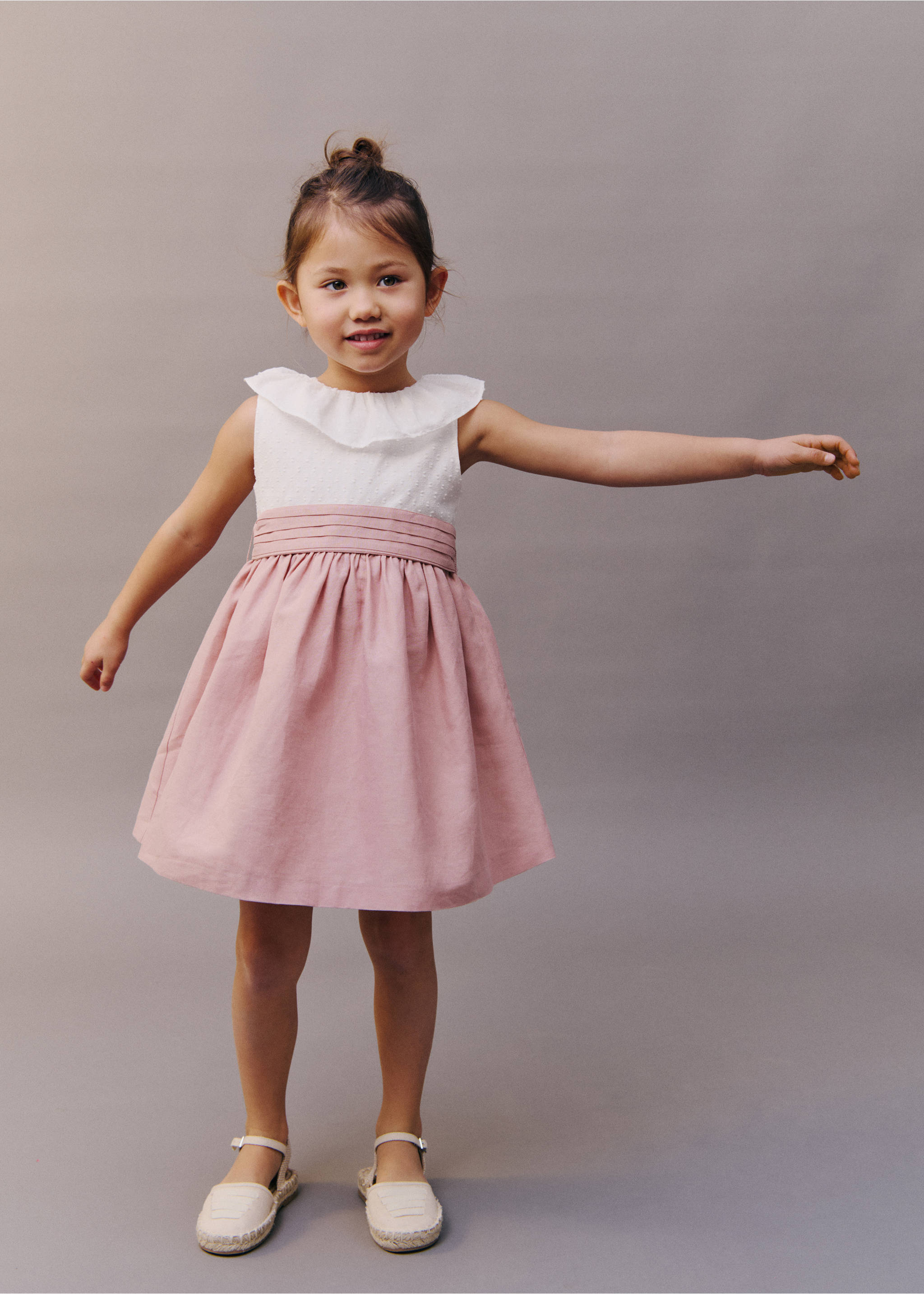 Contrast skirt dress - Details of the article 2, White. Ref: 87023636-00.