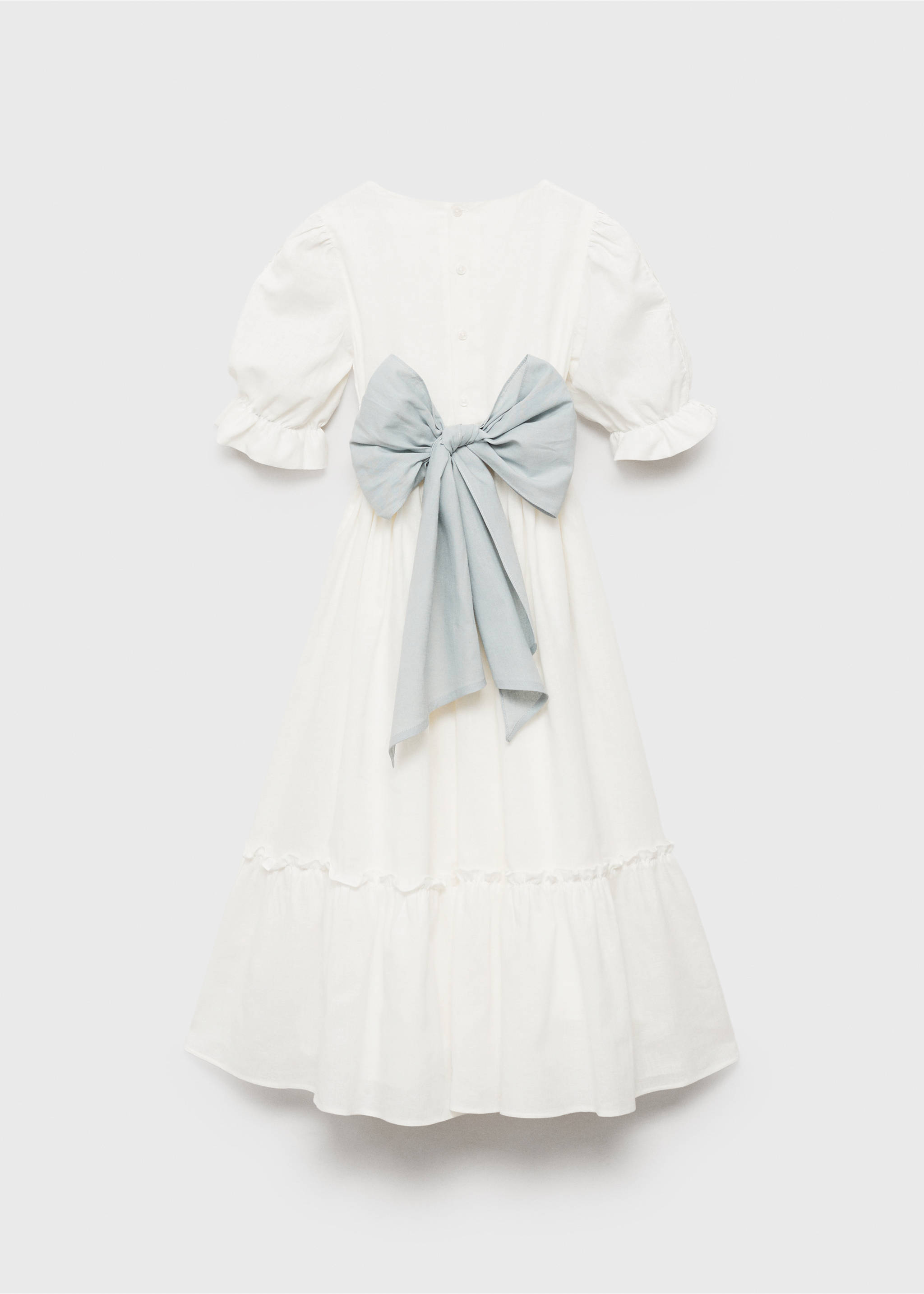 Robe lin volantée - Verso de l’article, Blanc. Ref: 87023638-00.