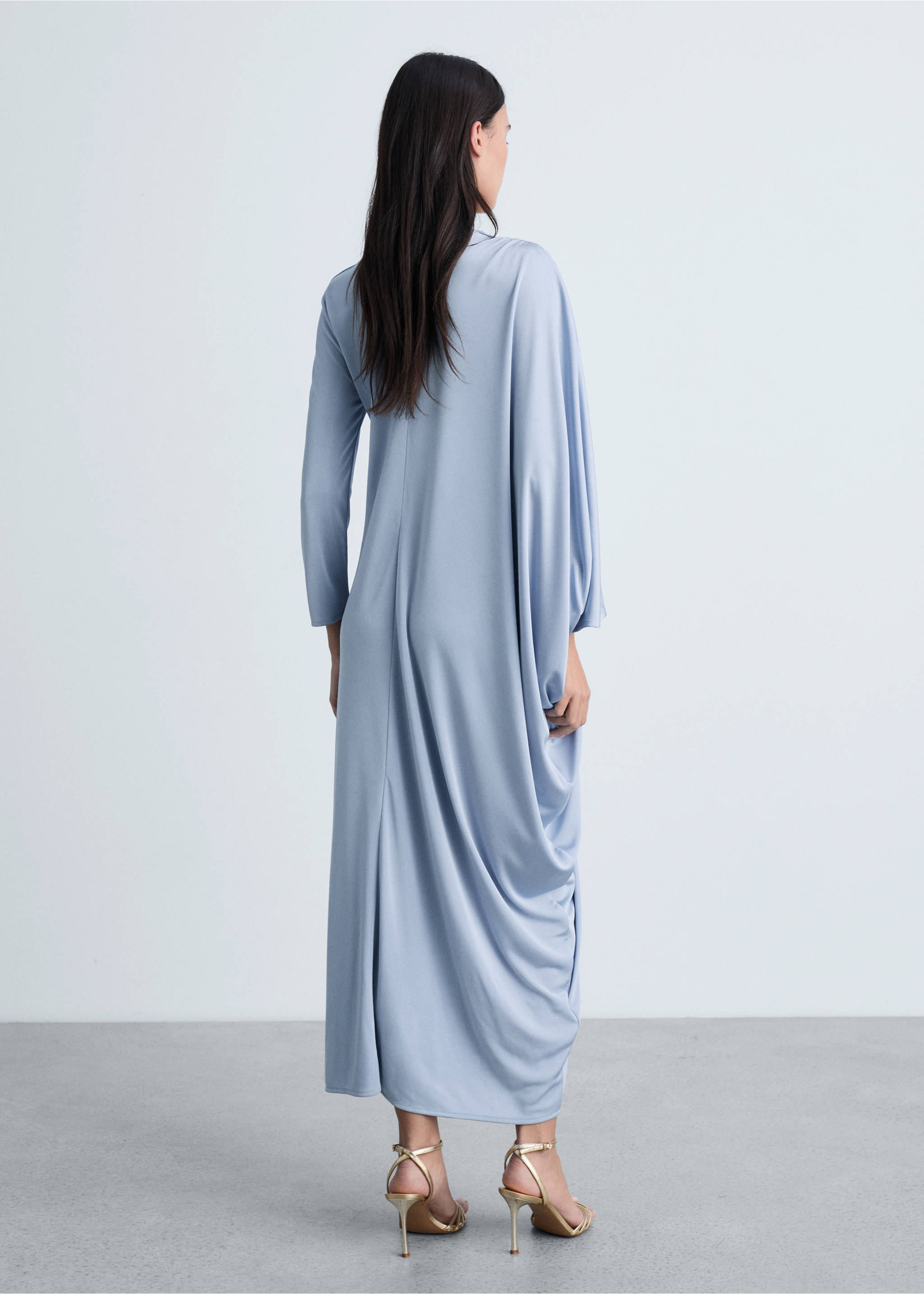 Asymmetric draped gown - Reverse of the article, Sky Blue. Ref: 87024065-00.