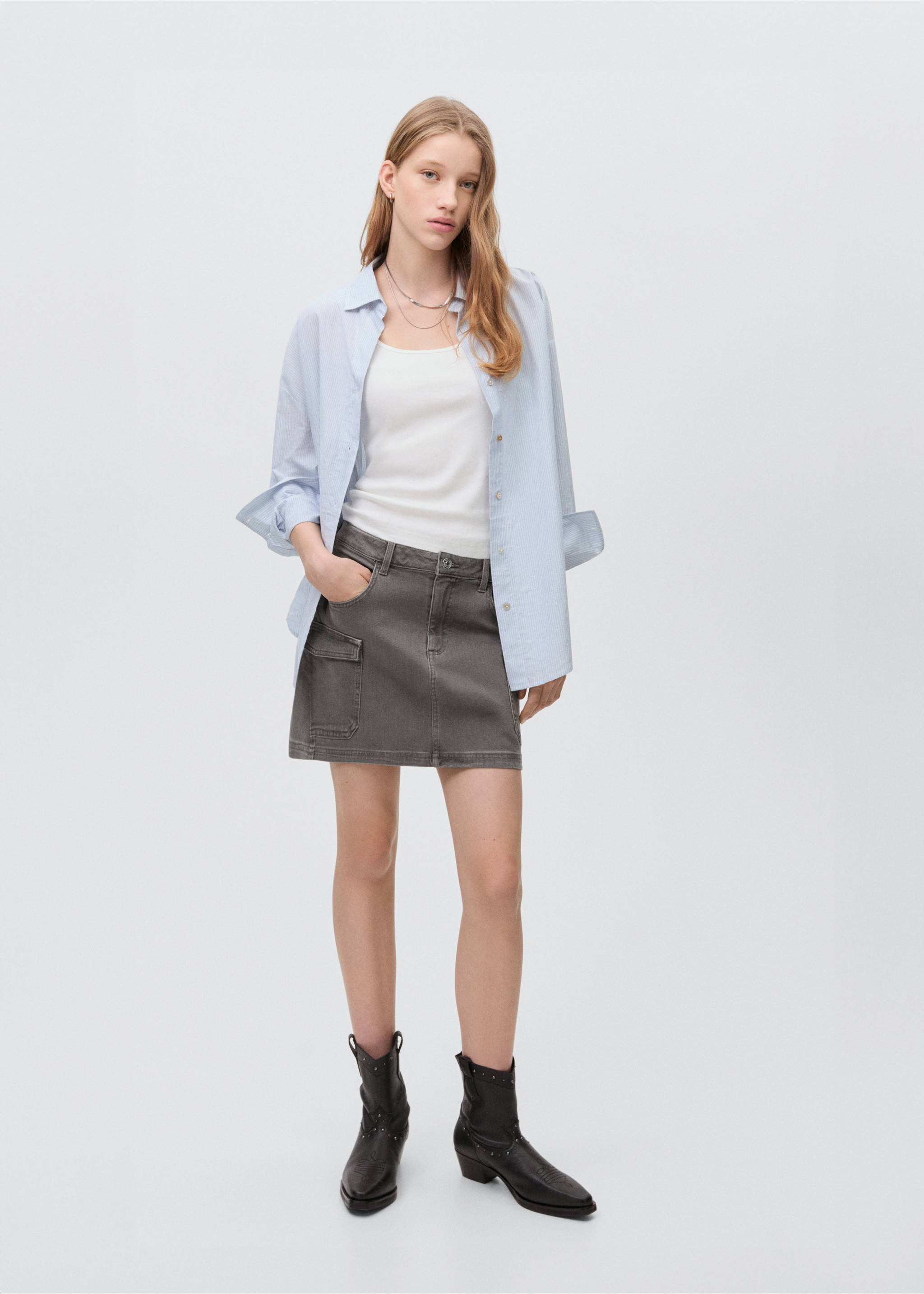 Cargo miniskirt - General plane, Denim Grey. Ref: 87024066-00.