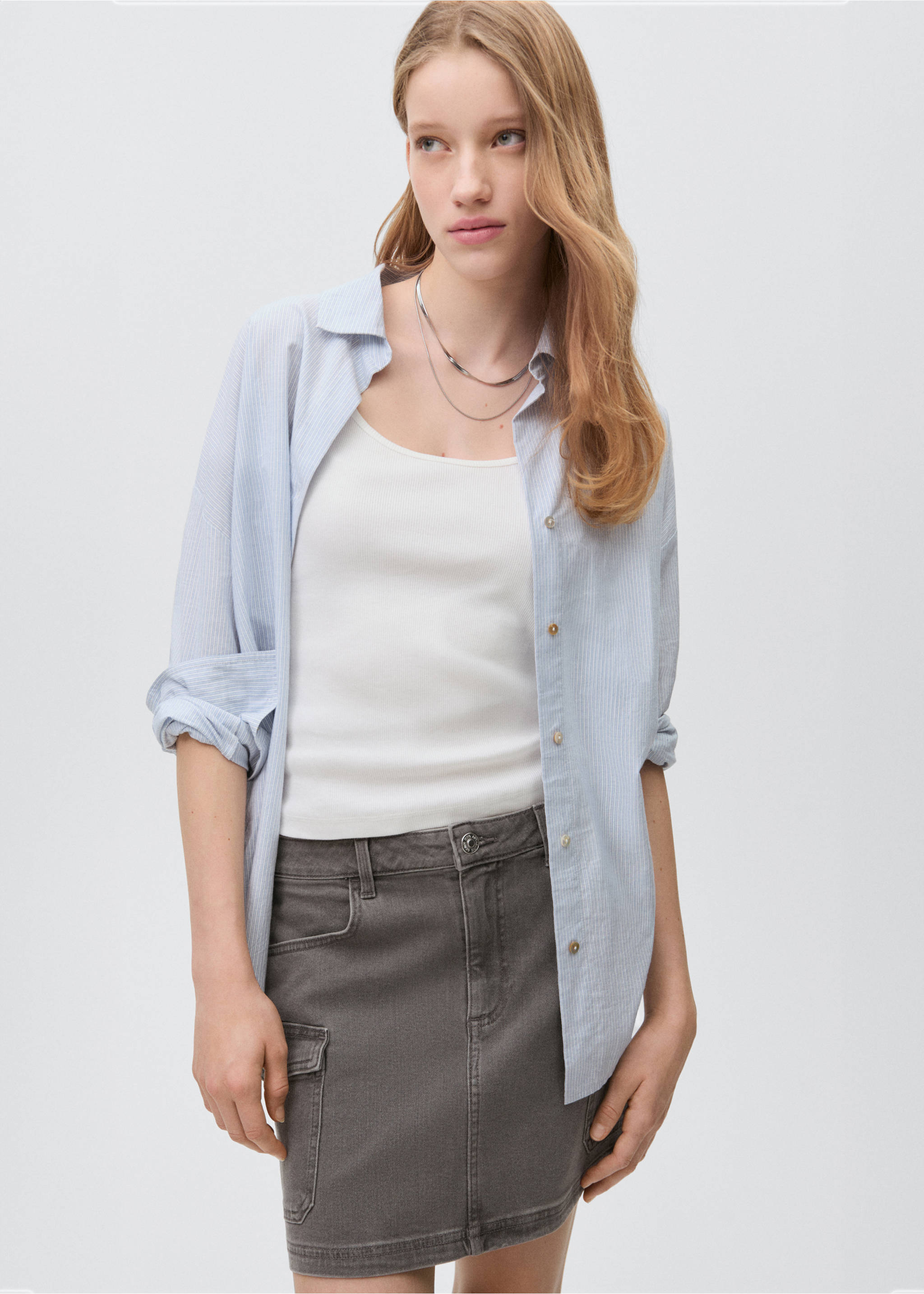 Cargo miniskirt - Medium plane, Denim Grey. Ref: 87024066-00.
