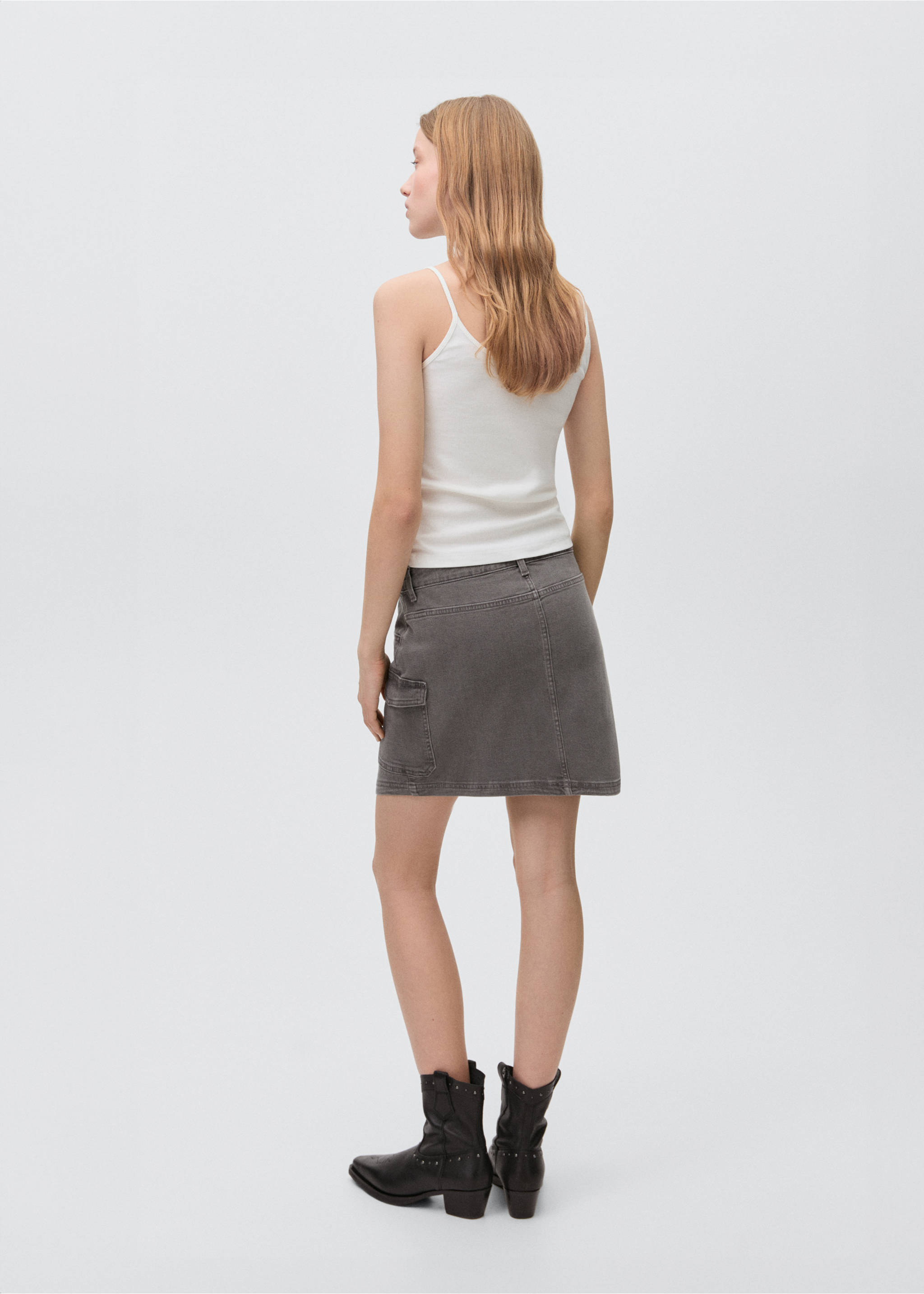 Cargo miniskirt - Reverse of the article, Denim Grey. Ref: 87024066-00.