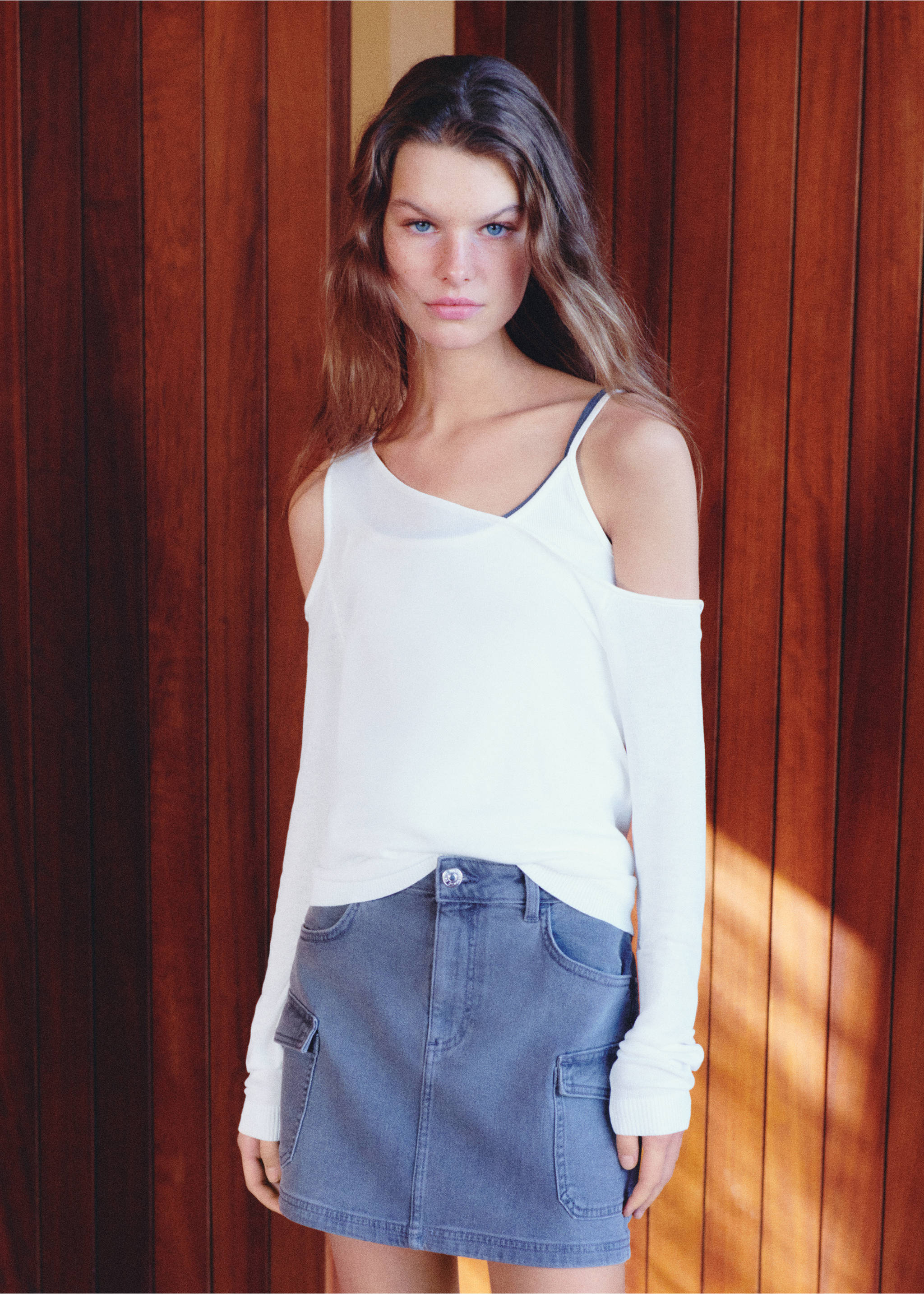 Cargo miniskirt - Details of the article 5, Denim Grey. Ref: 87024066-00.