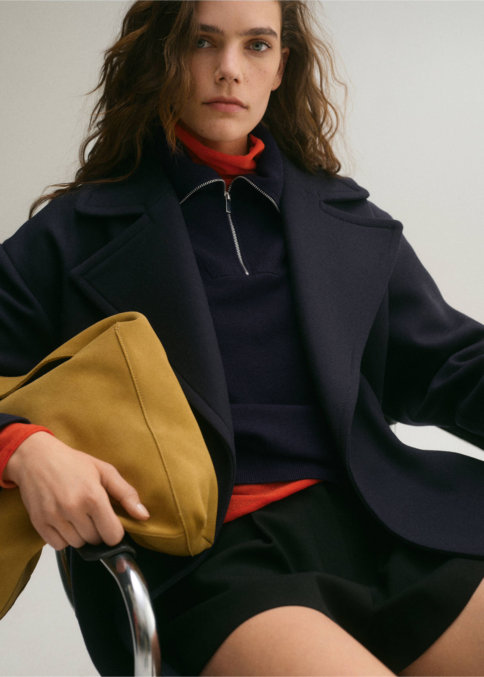 Zip neck jumper - Details of the article 2, Dark Navy. Ref: 87024072-00.