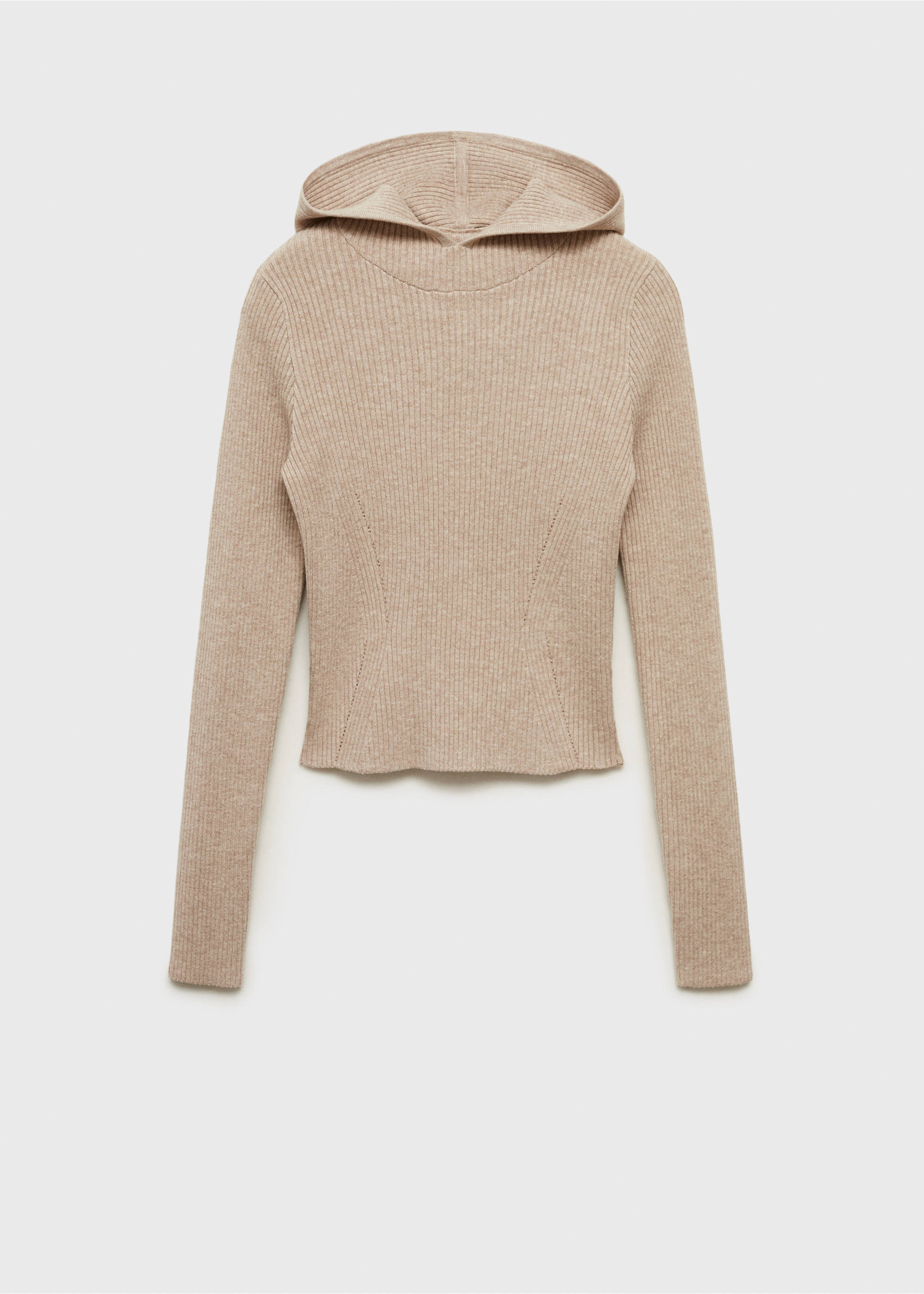 Gerippter Pullover mit Kapuze - Artikel ohne Model, Hellgrau/Pastellgrau. Ref: 87024073-00.