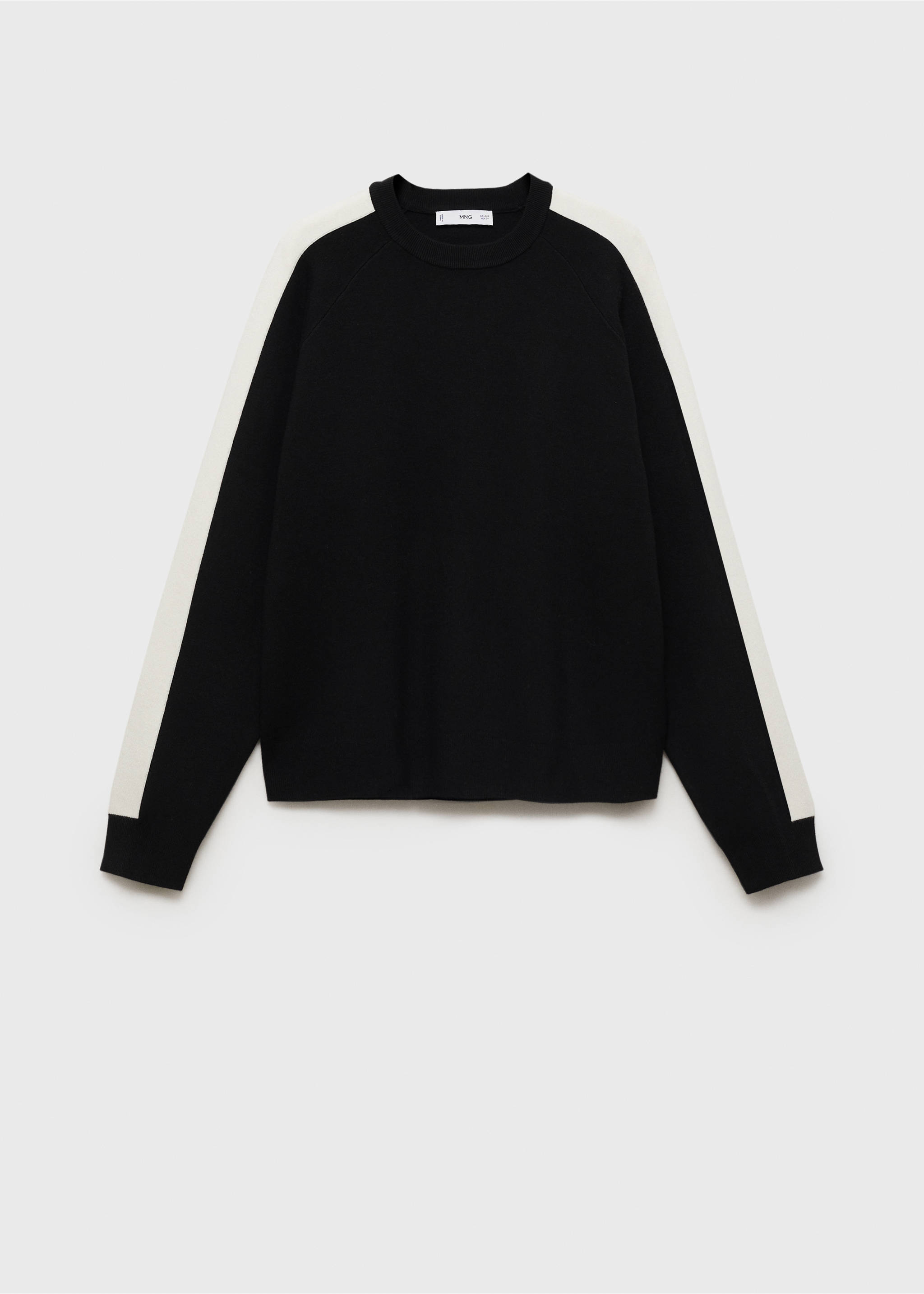 Contrasting stripe knitted sweater - Article without model, Black. Ref: 87024076-00.
