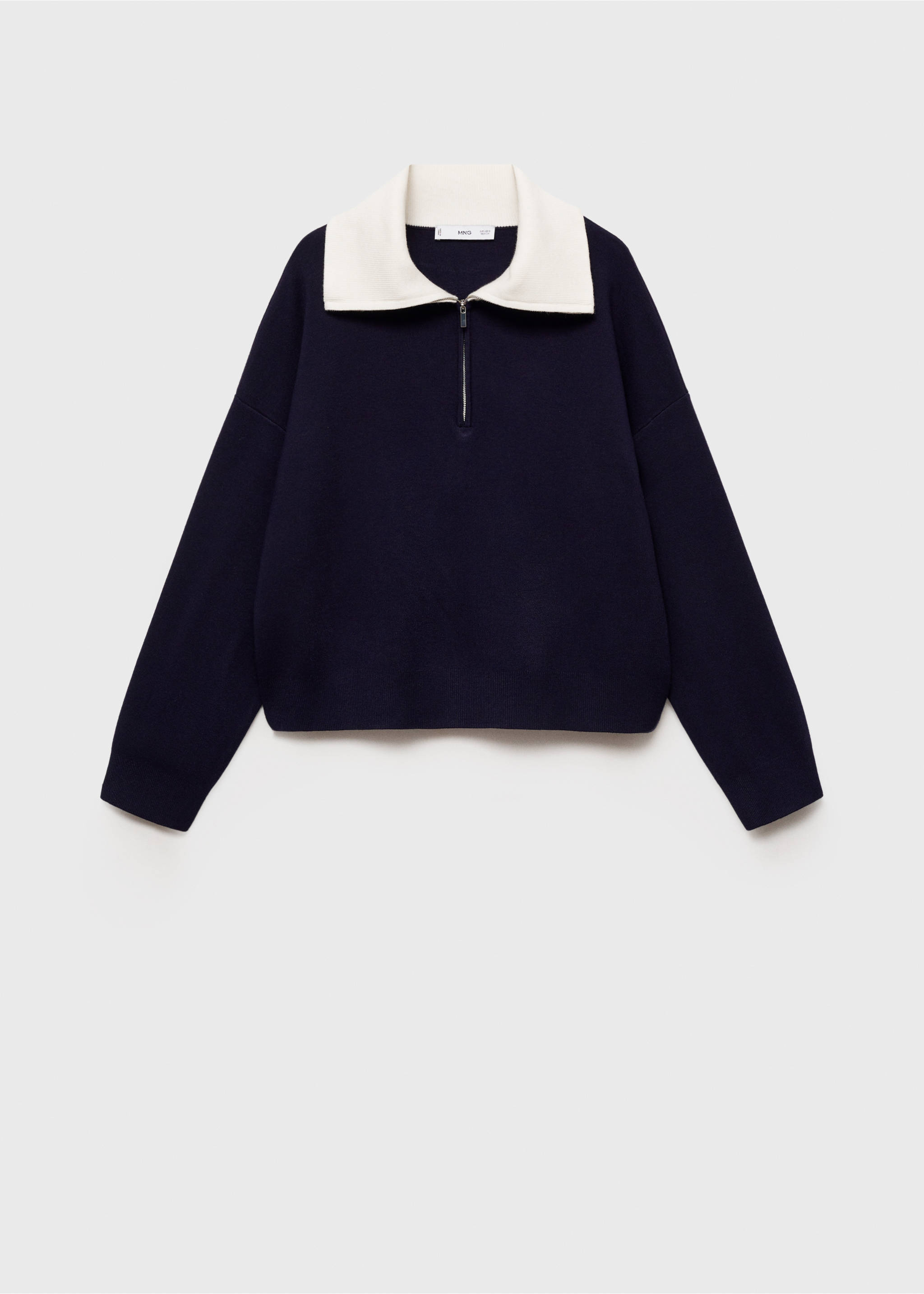 Knitted sweater with contrasting collar - Article without model, Dark Navy. Ref: 87024077-00.