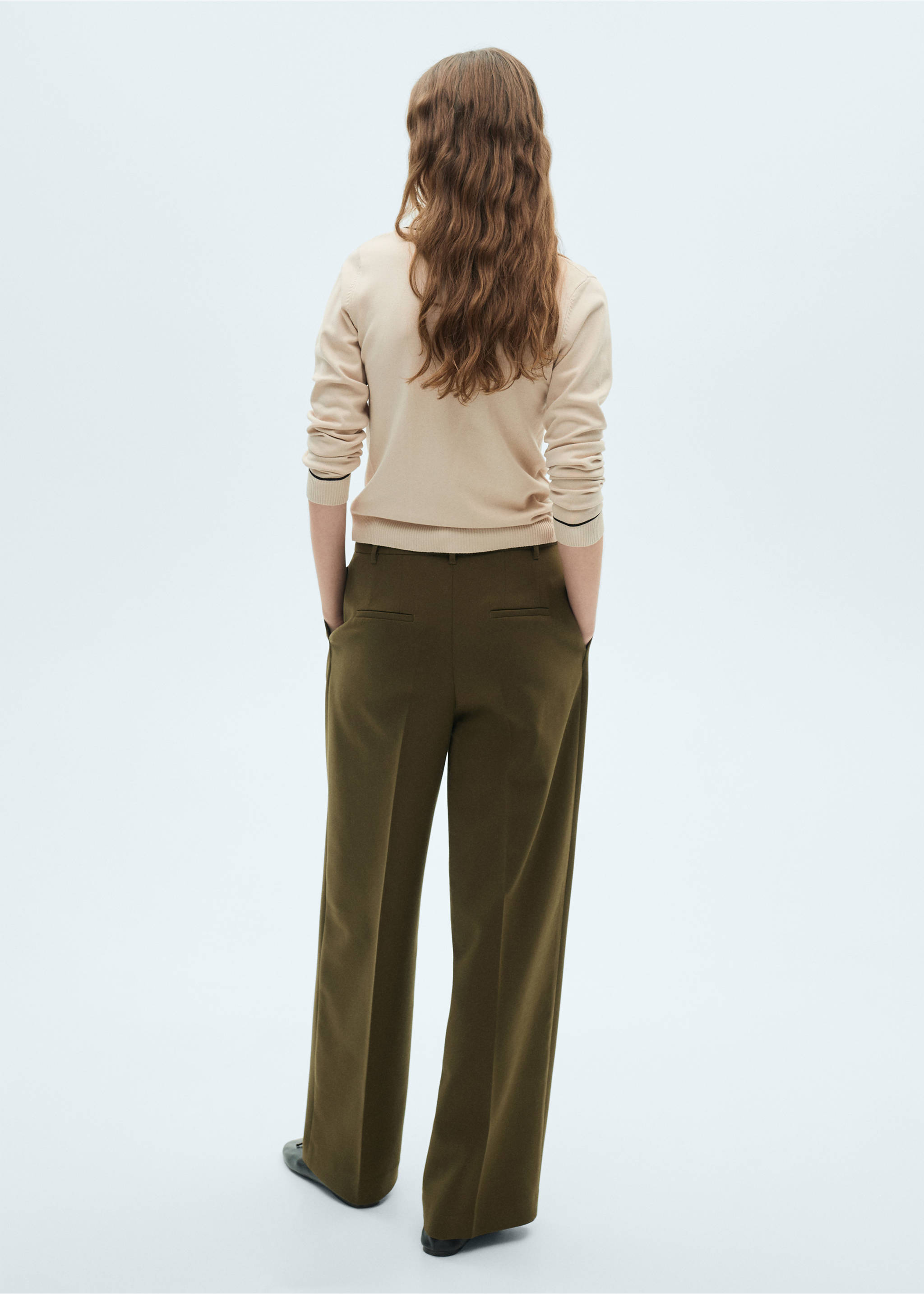 Sweater with contrasting lapels and trims - Reverse of the article, Light/Pastel Grey. Ref: 87024078-00.