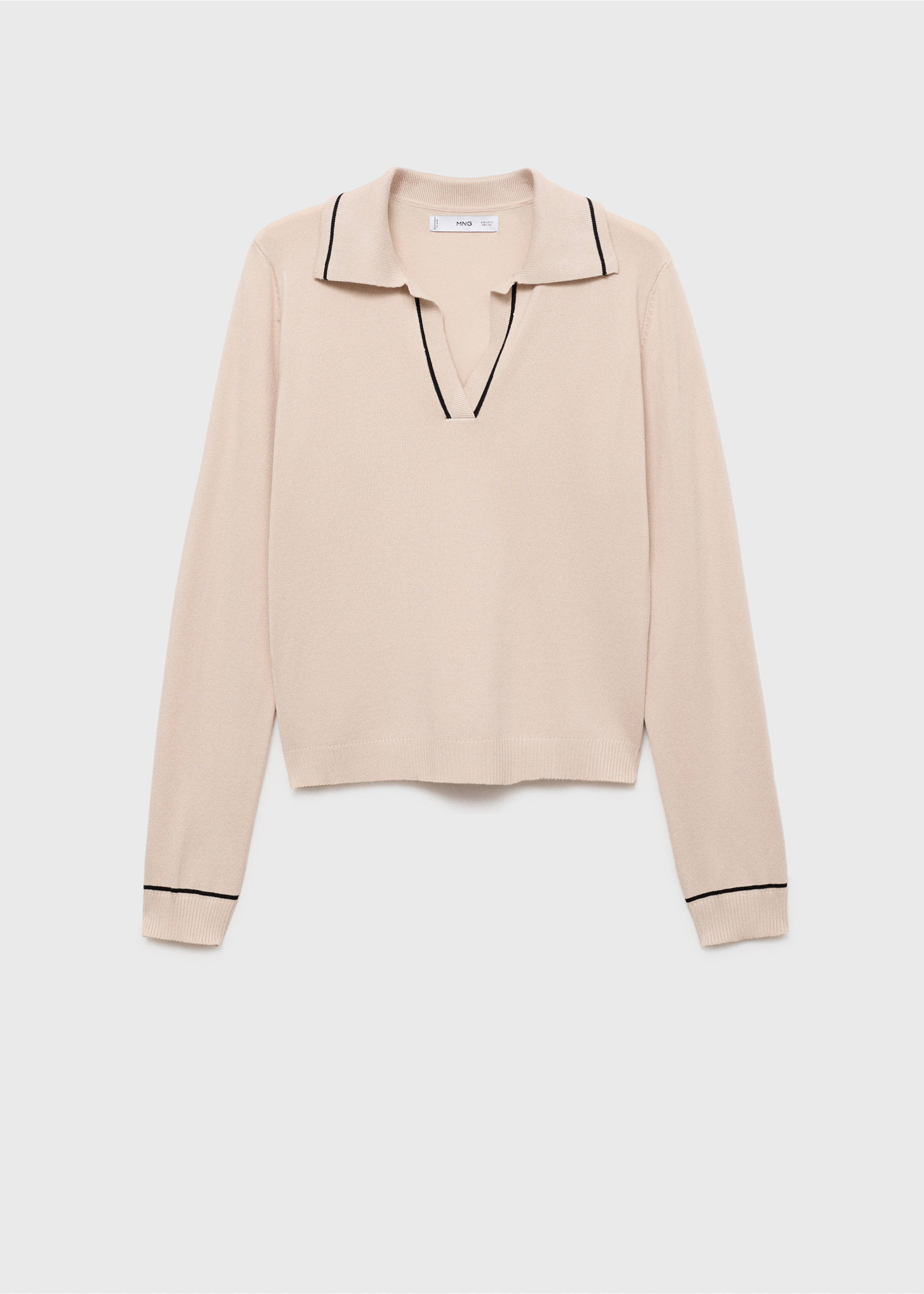 Sweater with contrasting lapels and trims - Article without model, Light/Pastel Grey. Ref: 87024078-00.