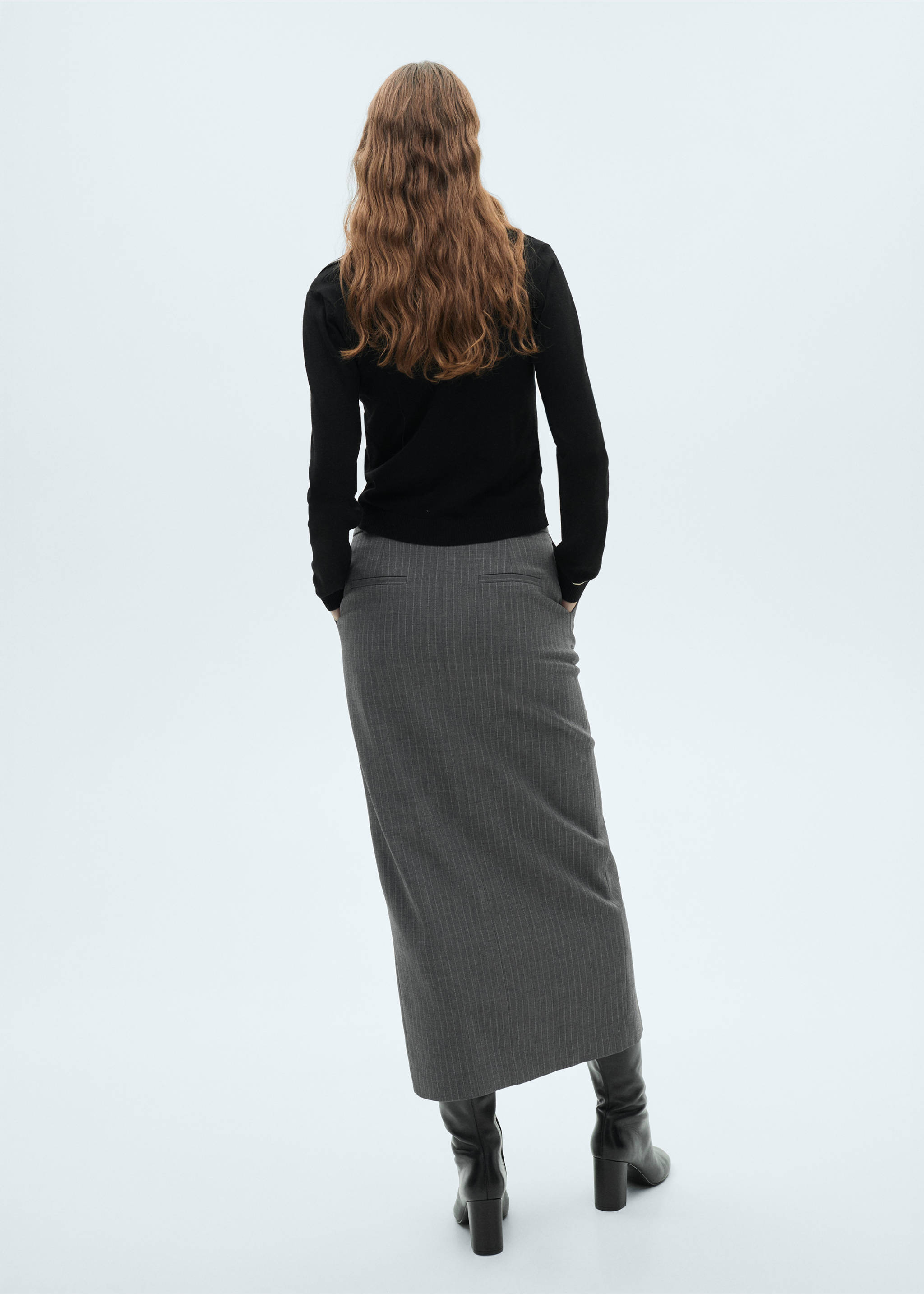 Sweater with contrasting lapels and trims - Reverse of the article, Black. Ref: 87024078-00.