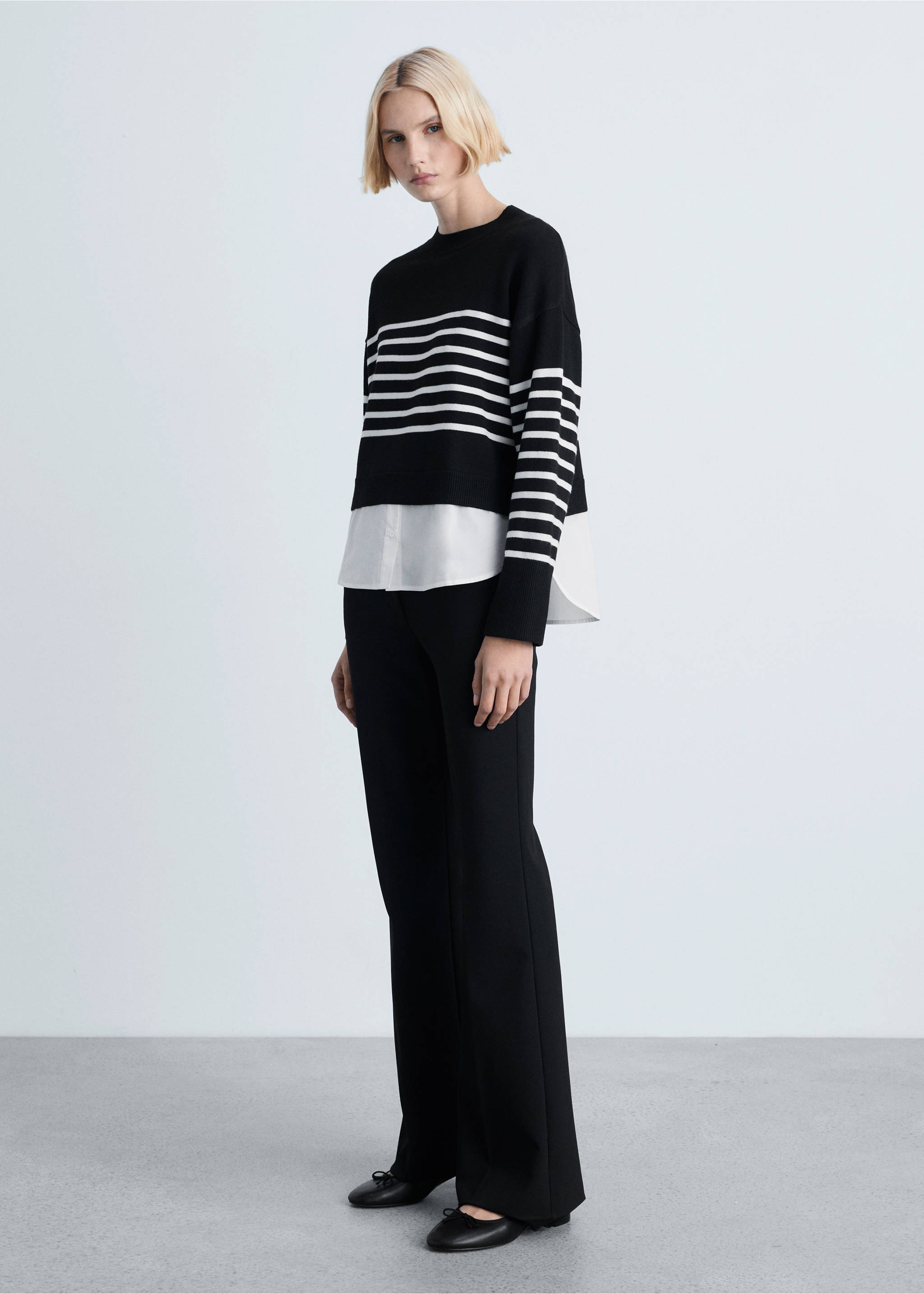 Combined knitted sweater - General plane, Black. Ref: 87024080-00.