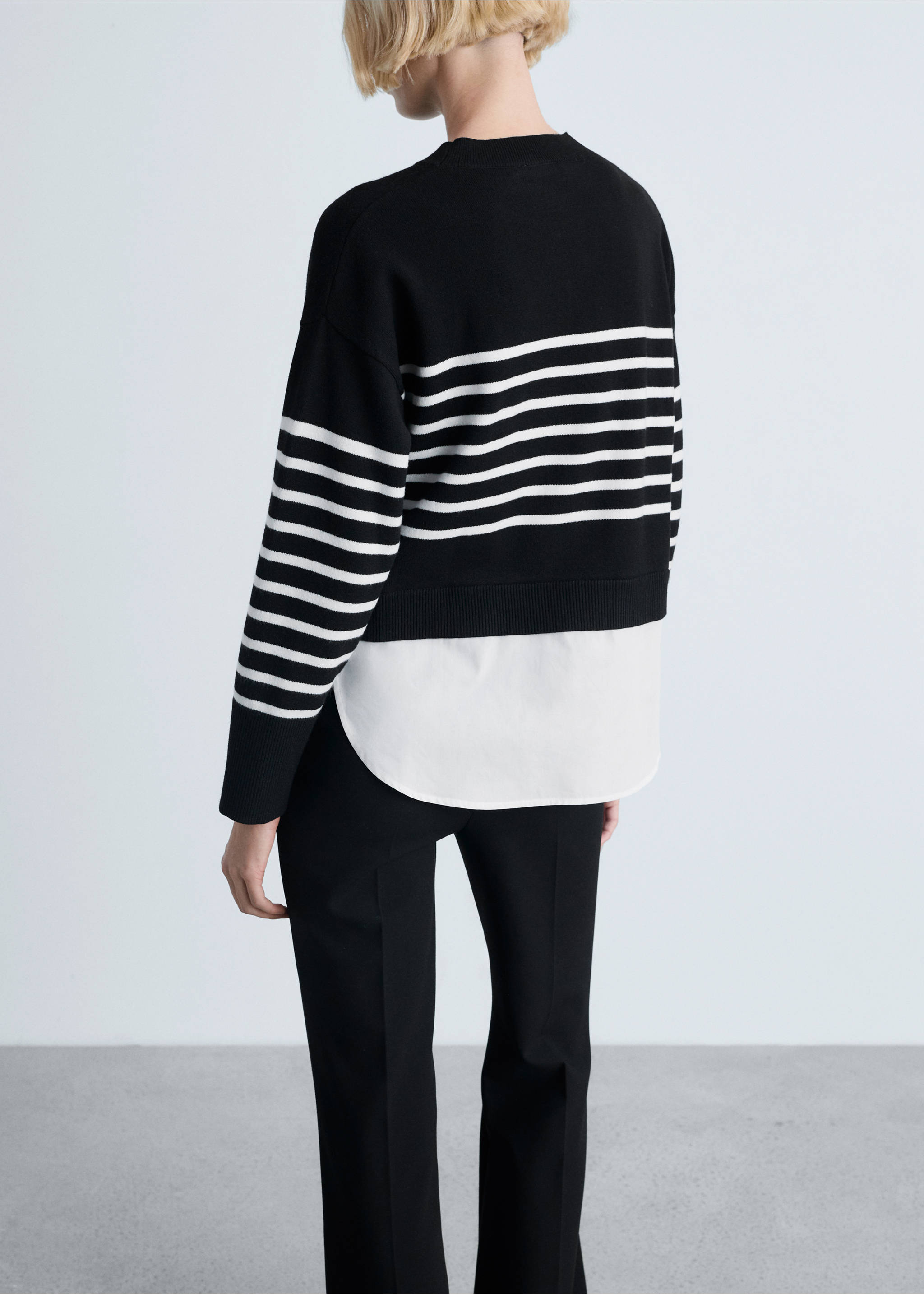 Combined knitted sweater - Reverse of the article, Black. Ref: 87024080-00.
