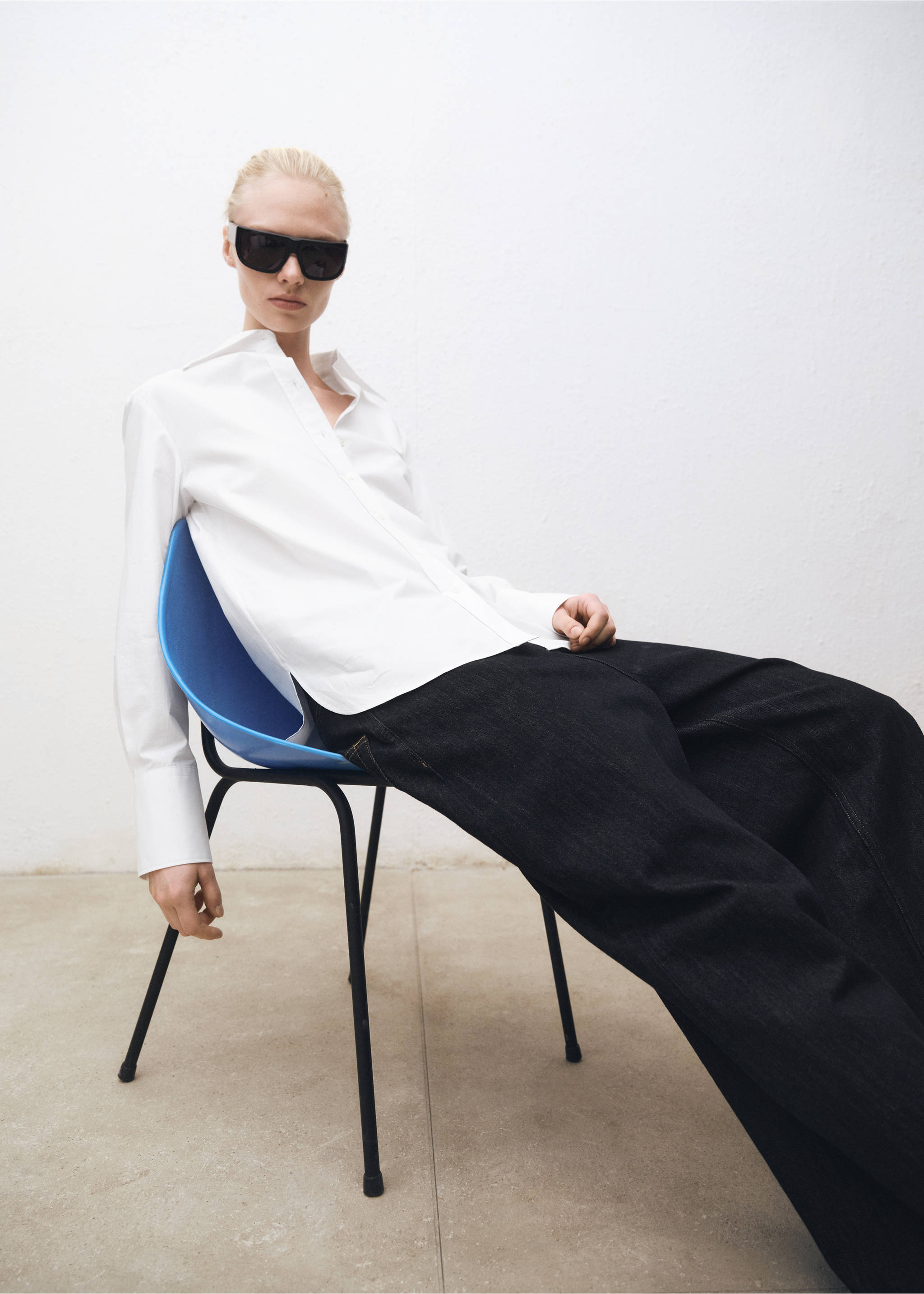 Oversized-Baumwollbluse - Detail des Artikels 1, Cremeweiß. Ref: 87024083-00.