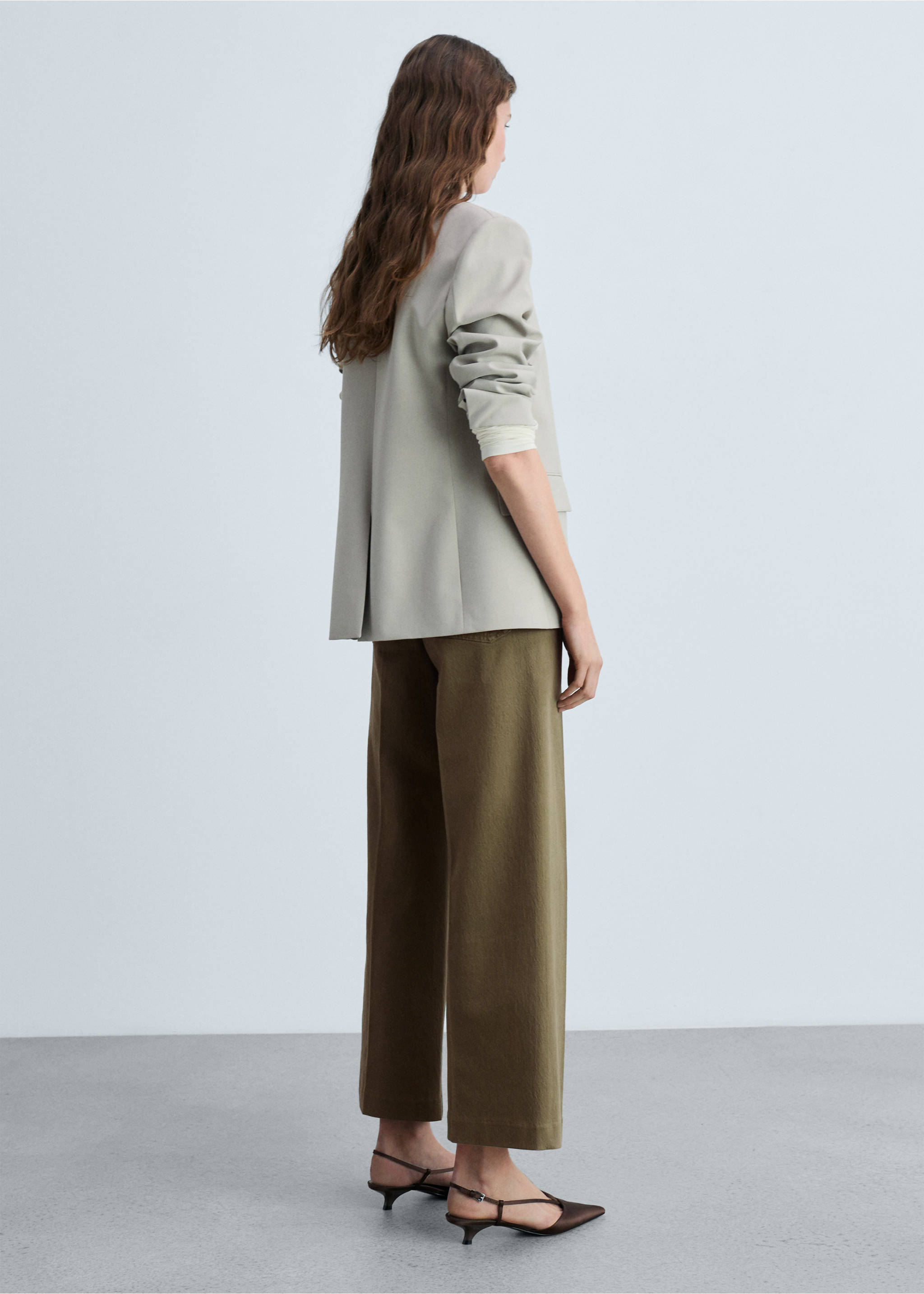 Wide leg jeans with pockets - Reverse of the article, Khaki. Ref: 87024084-00.