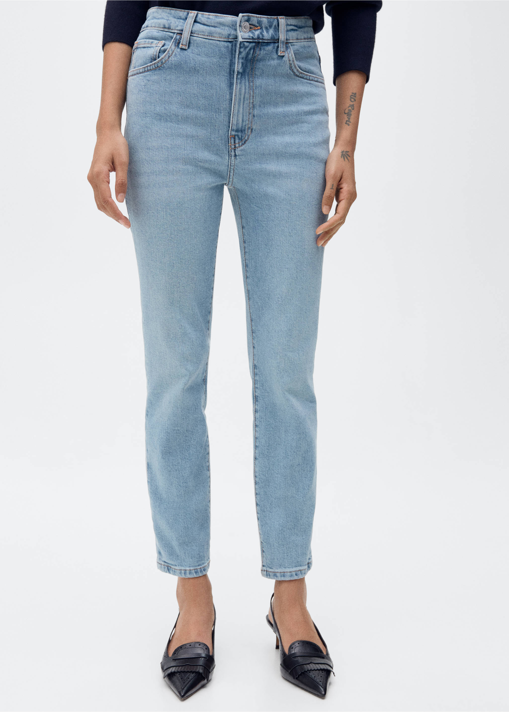 Claudia slim-fit cropped jeans - Middenvlak, Middenblauw. Ref: 87024085-00.