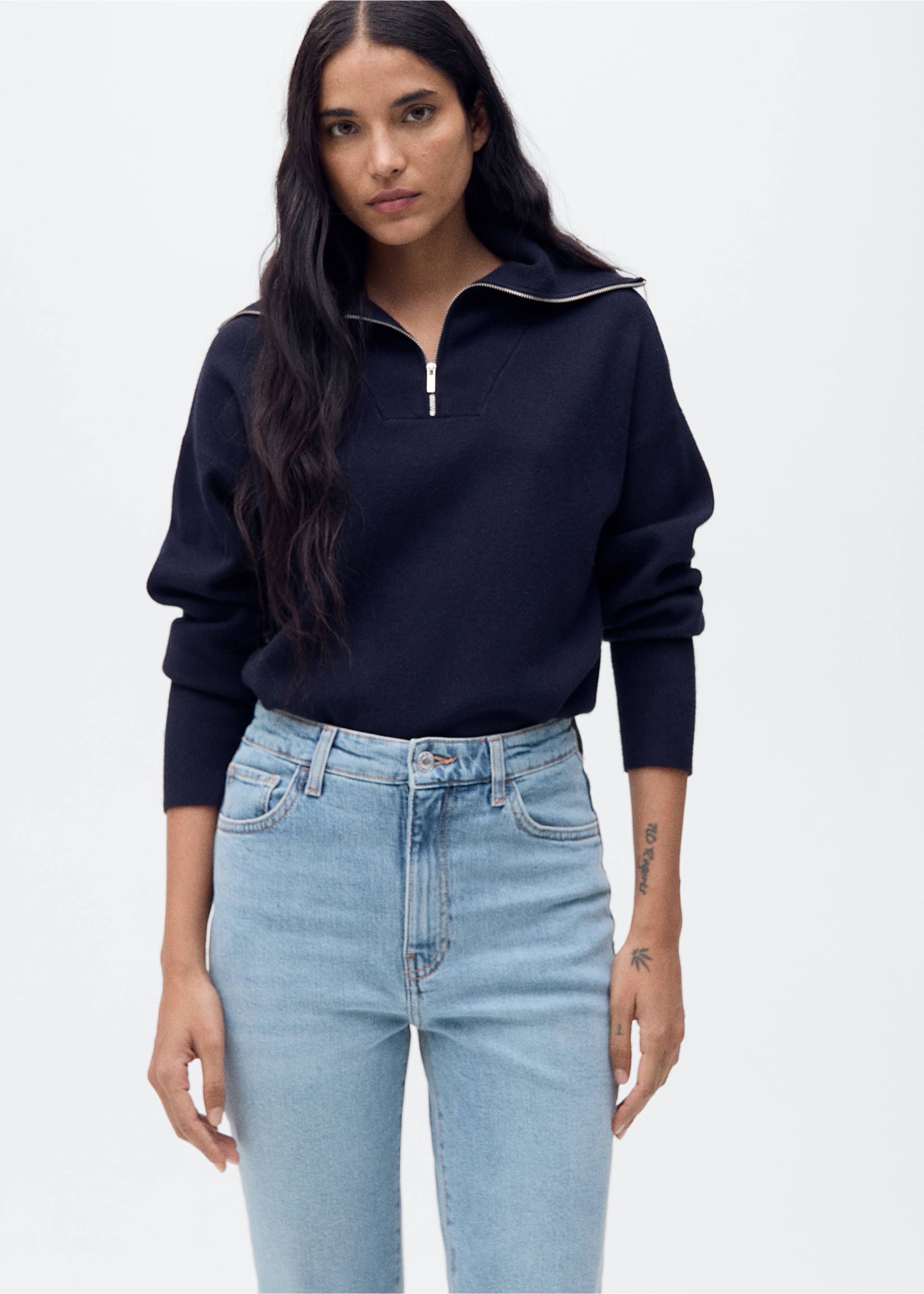 Claudia slim-fit cropped jeans - Detail van het artikel 1, Middenblauw. Ref: 87024085-00.