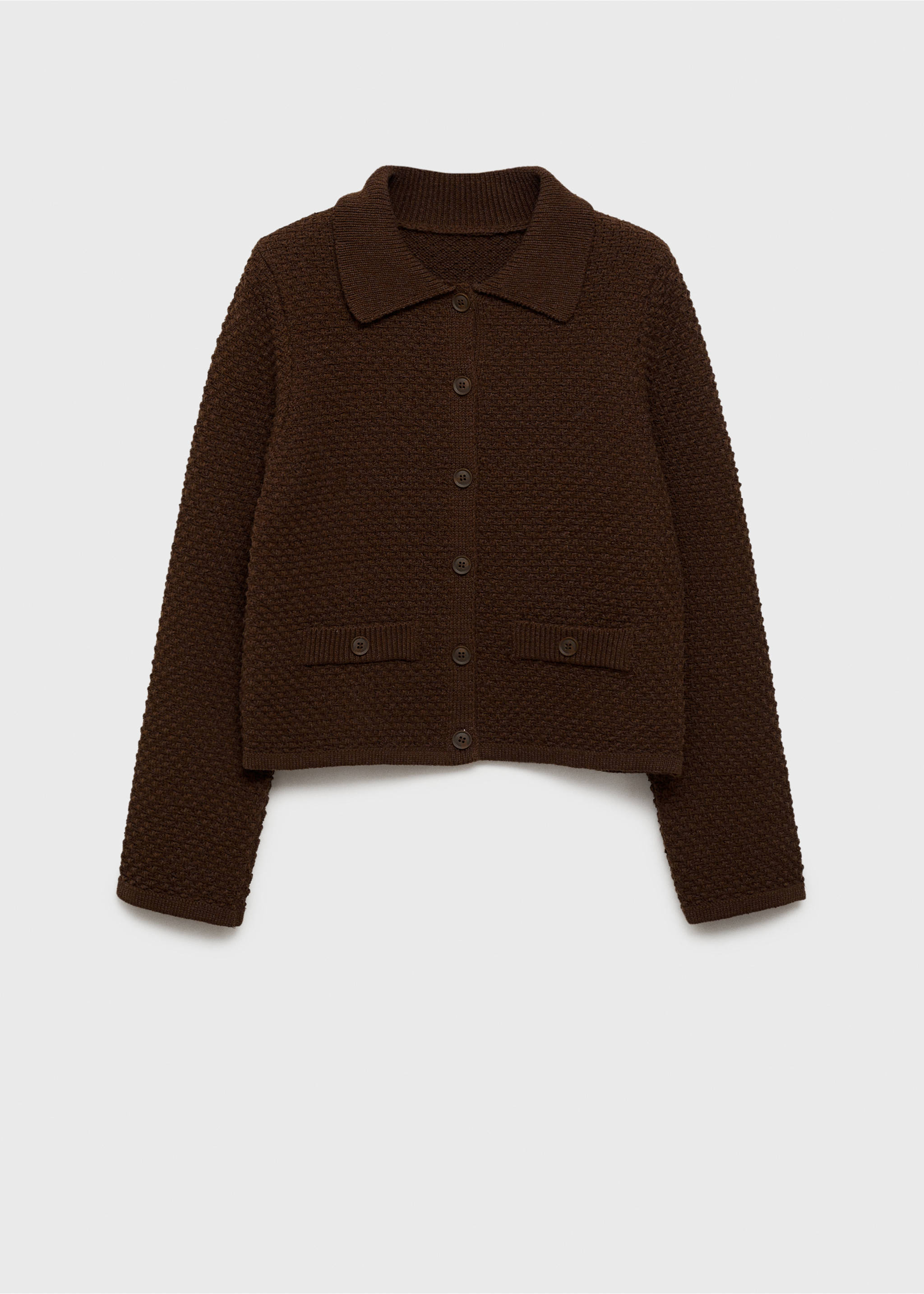 Polo-neck knitted jacket - Article without model, Brown. Ref: 87024091-00.