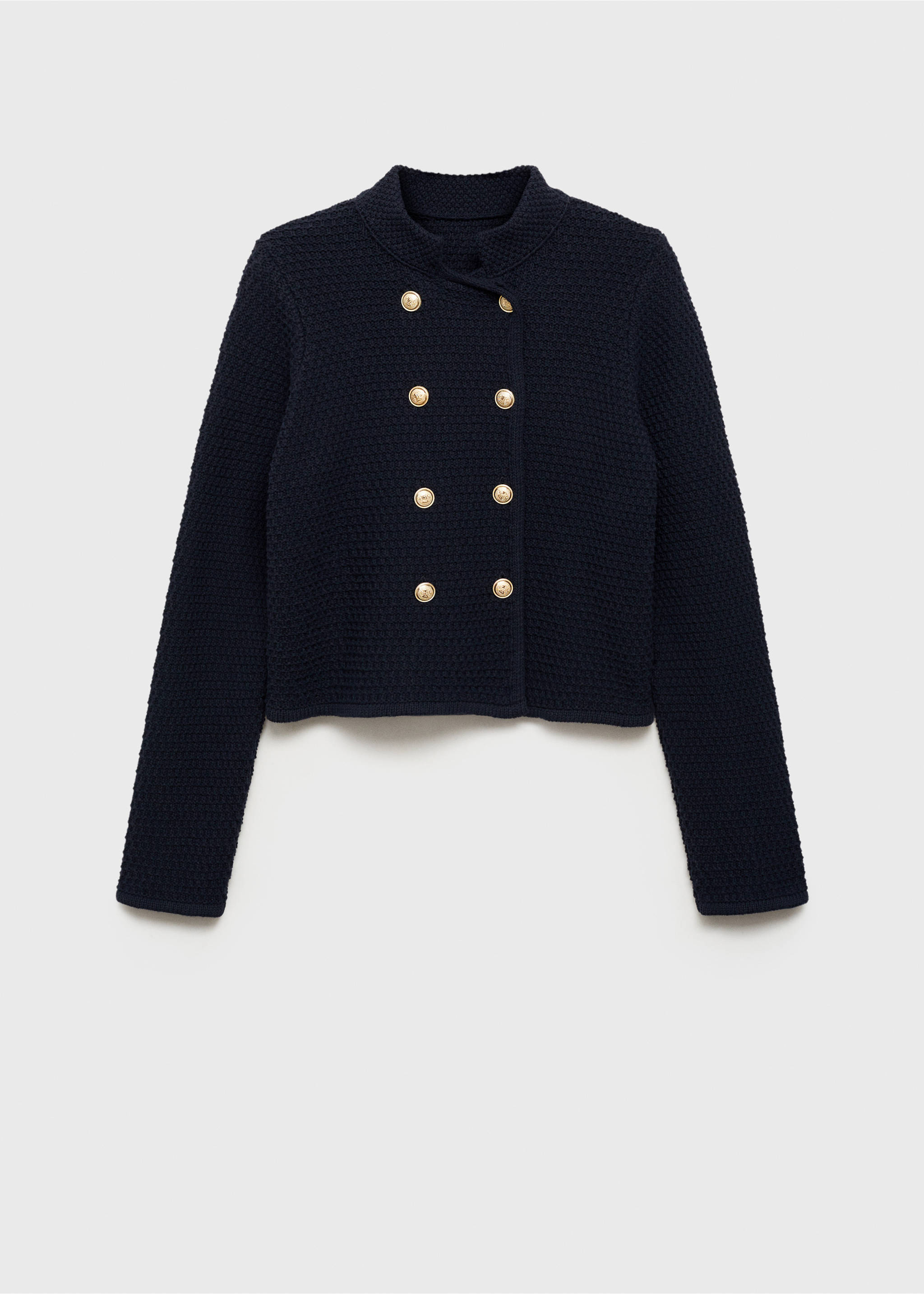 Double-breasted knitted jacket - Article without model, Navy. Ref: 87024092-00.