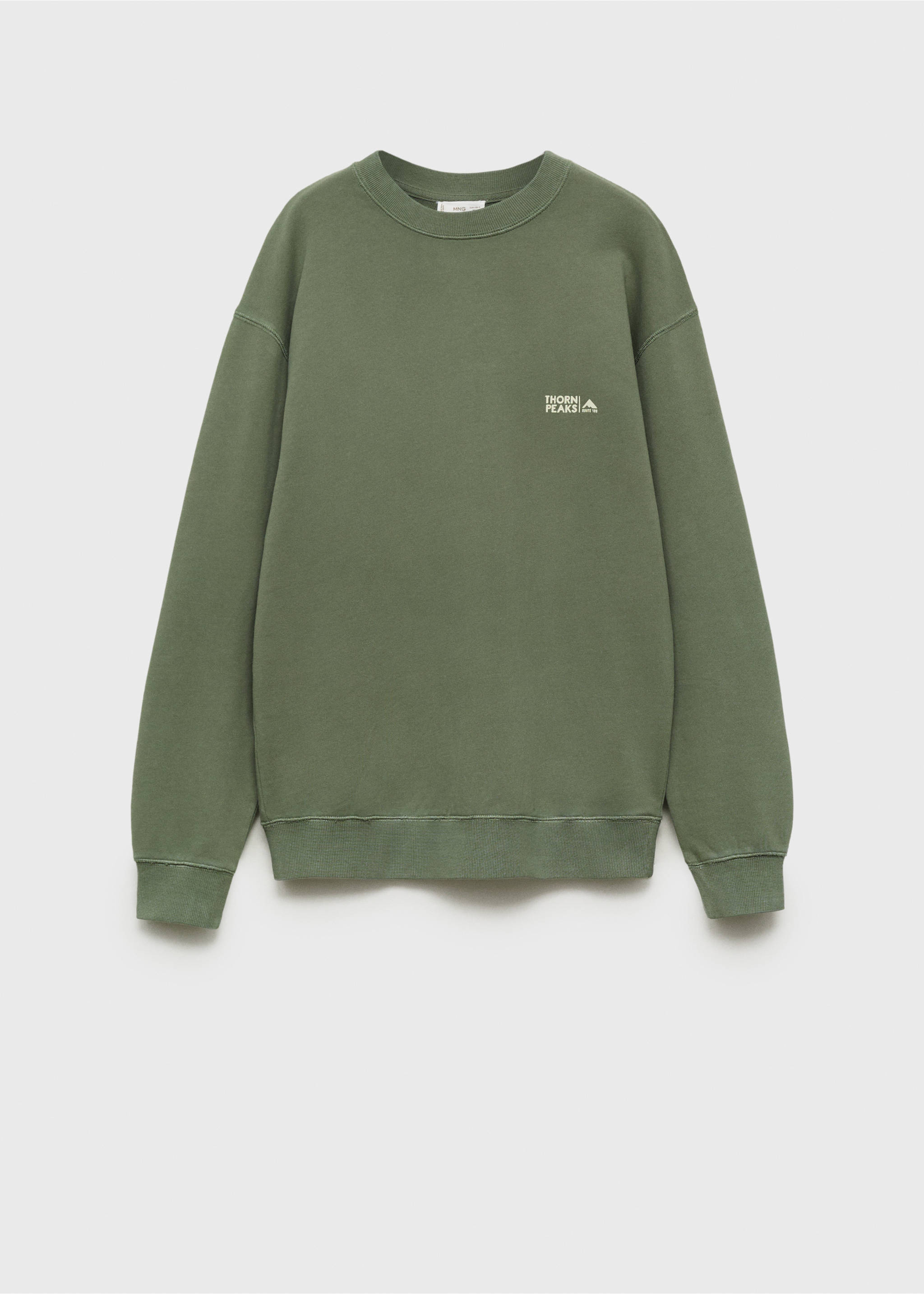 Sweater coton message - Article sans modèle, Vert menthe. Ref: 87024095-00.