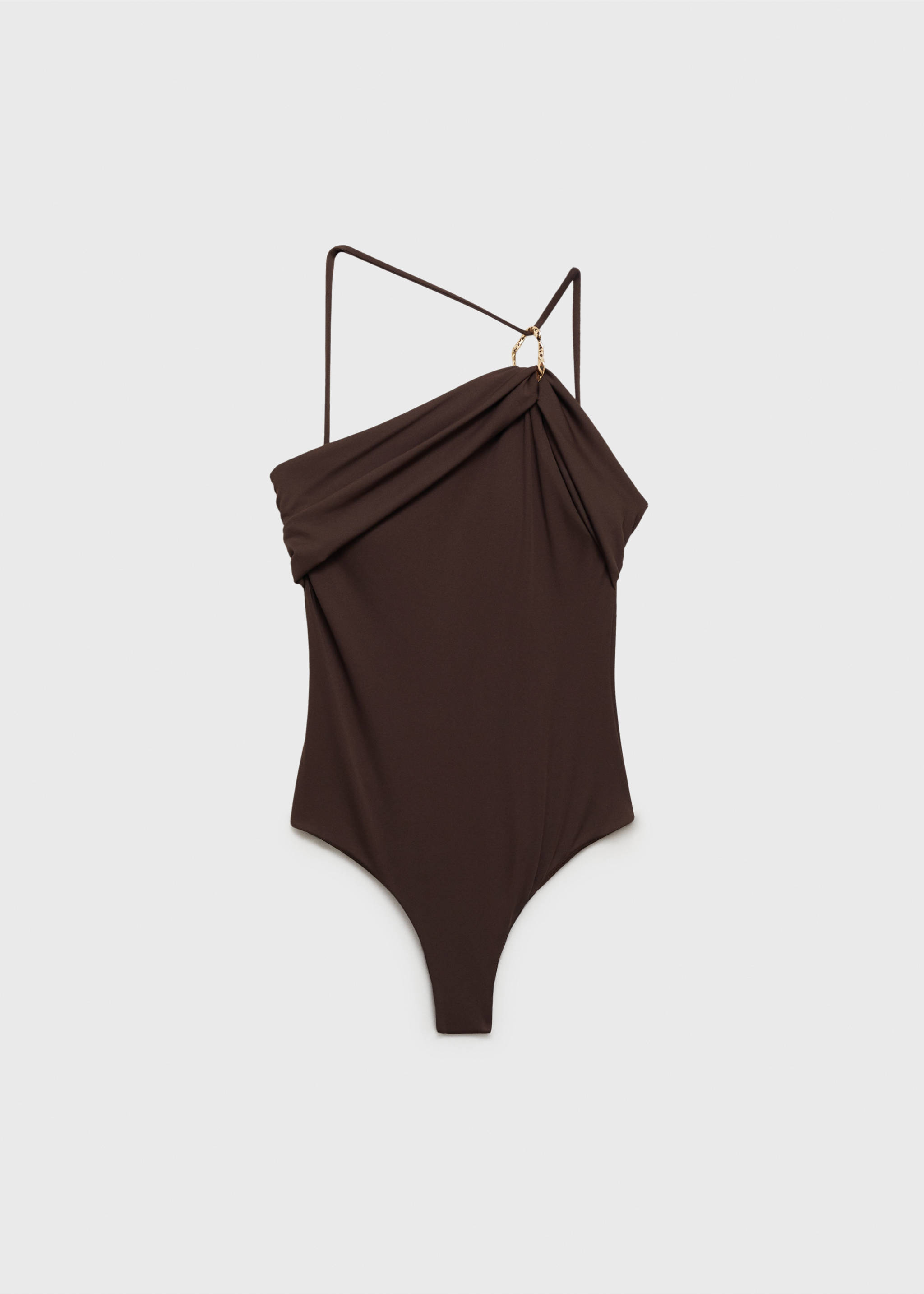Asymmetrical swimsuit with hoop - Article without model, Chocolate. Ref: 87024390-00.