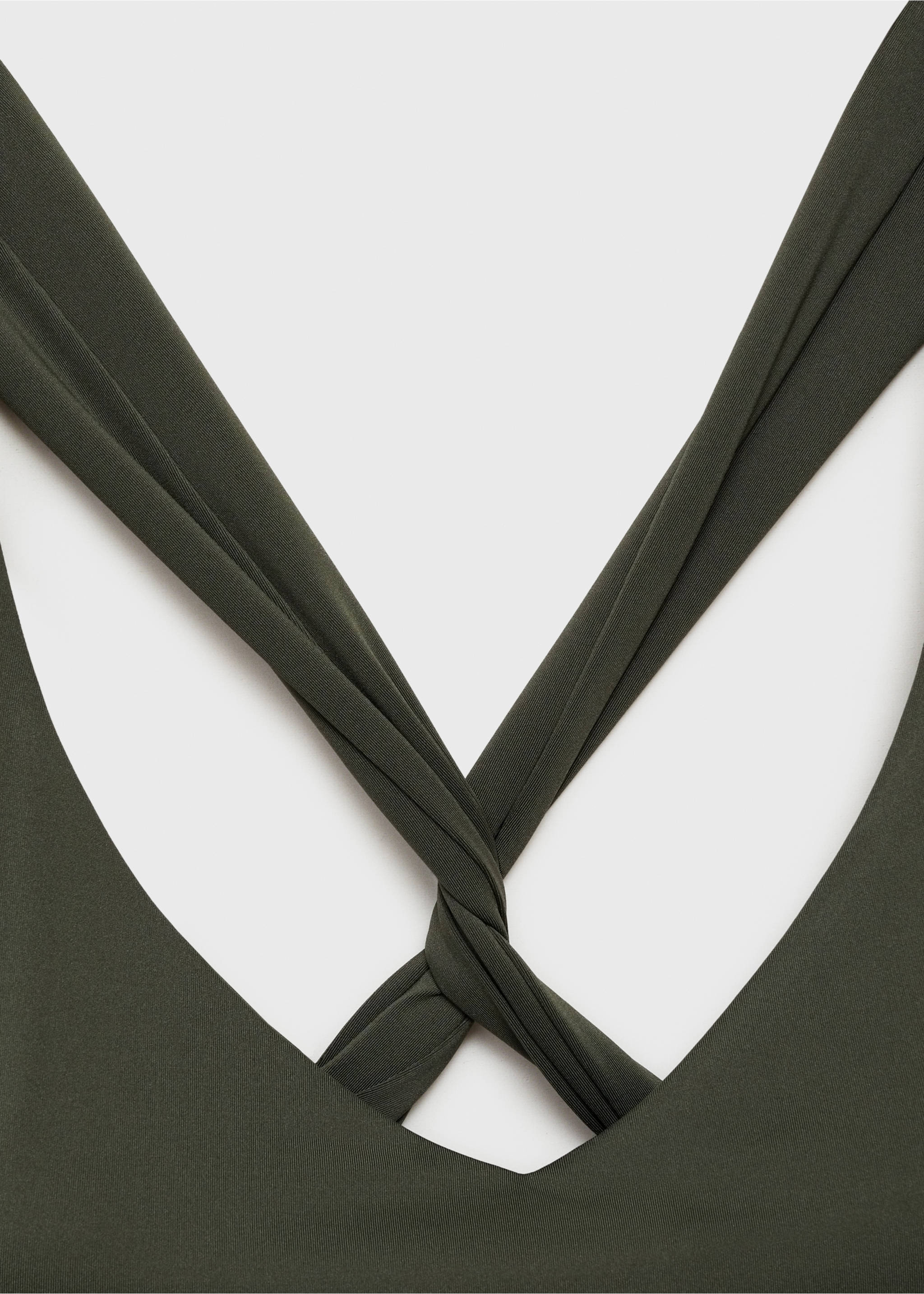Crossover back swimsuit - Details of the article 8, Khaki. Ref: 87024391-00.
