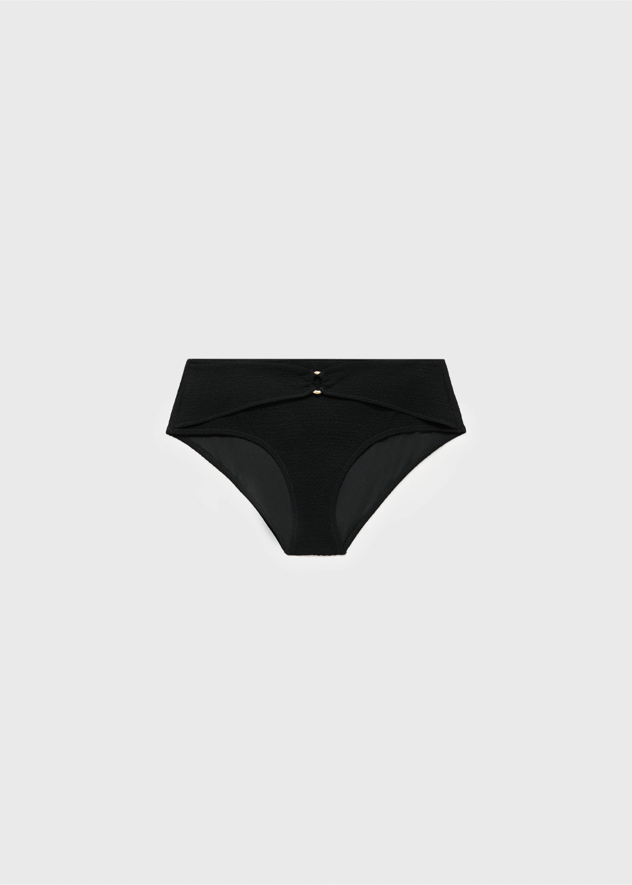 High-waisted towel-effect bikini bottom - Article without model, Black. Ref: 87024397-00.