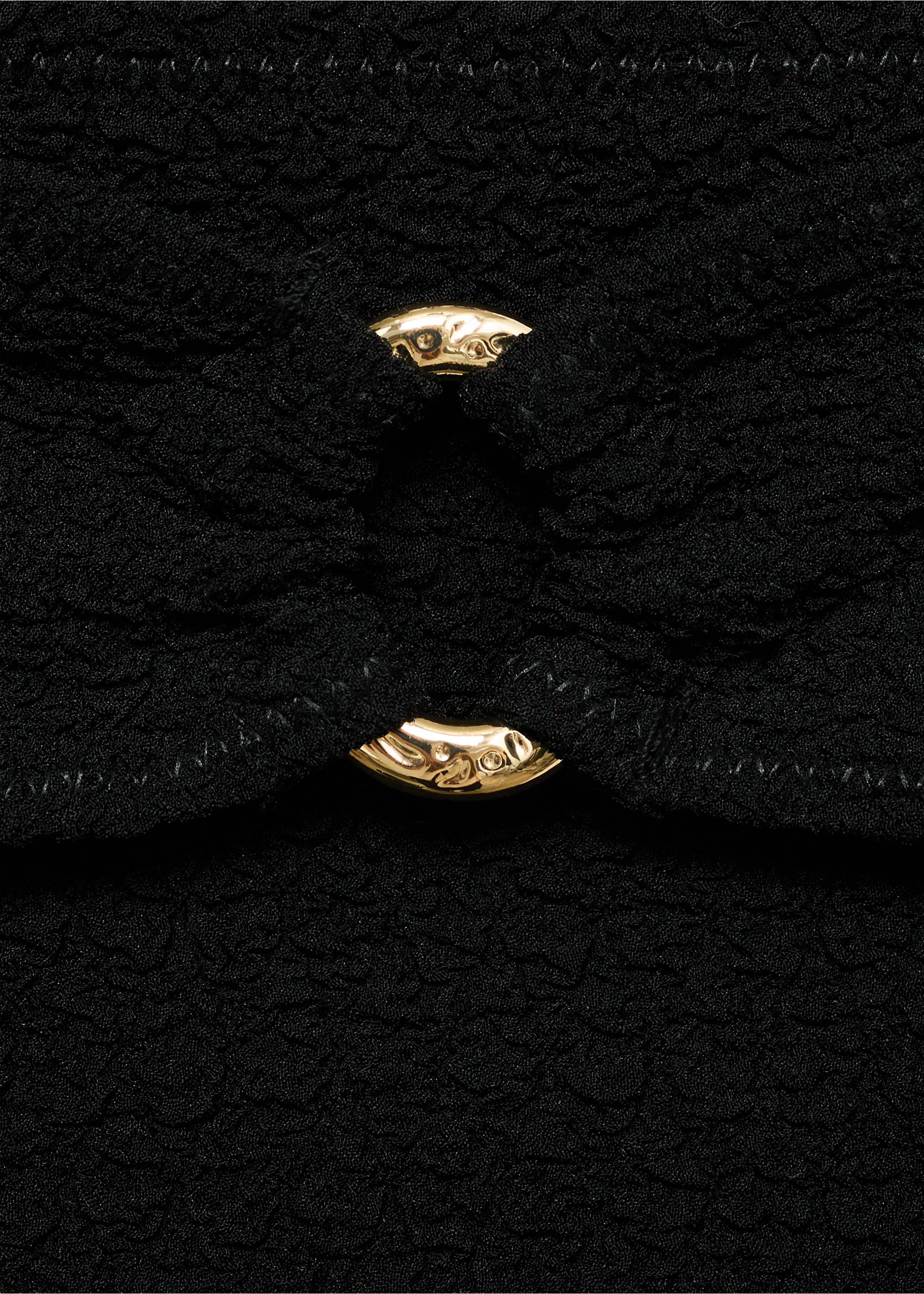 High-waisted towel-effect bikini bottom - Details of the article 8, Black. Ref: 87024397-00.