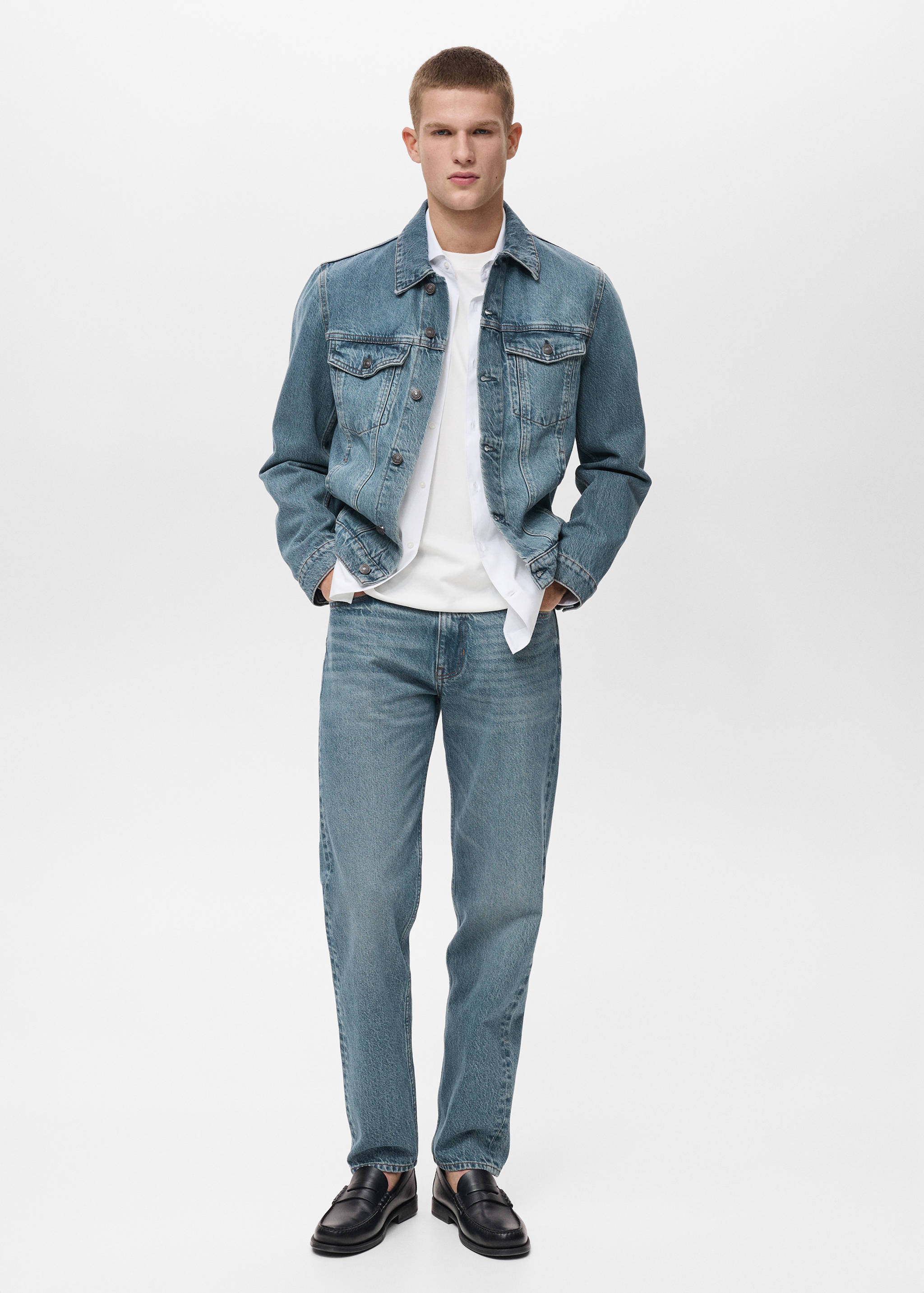 Denim jacket with worn-out effect - General plane