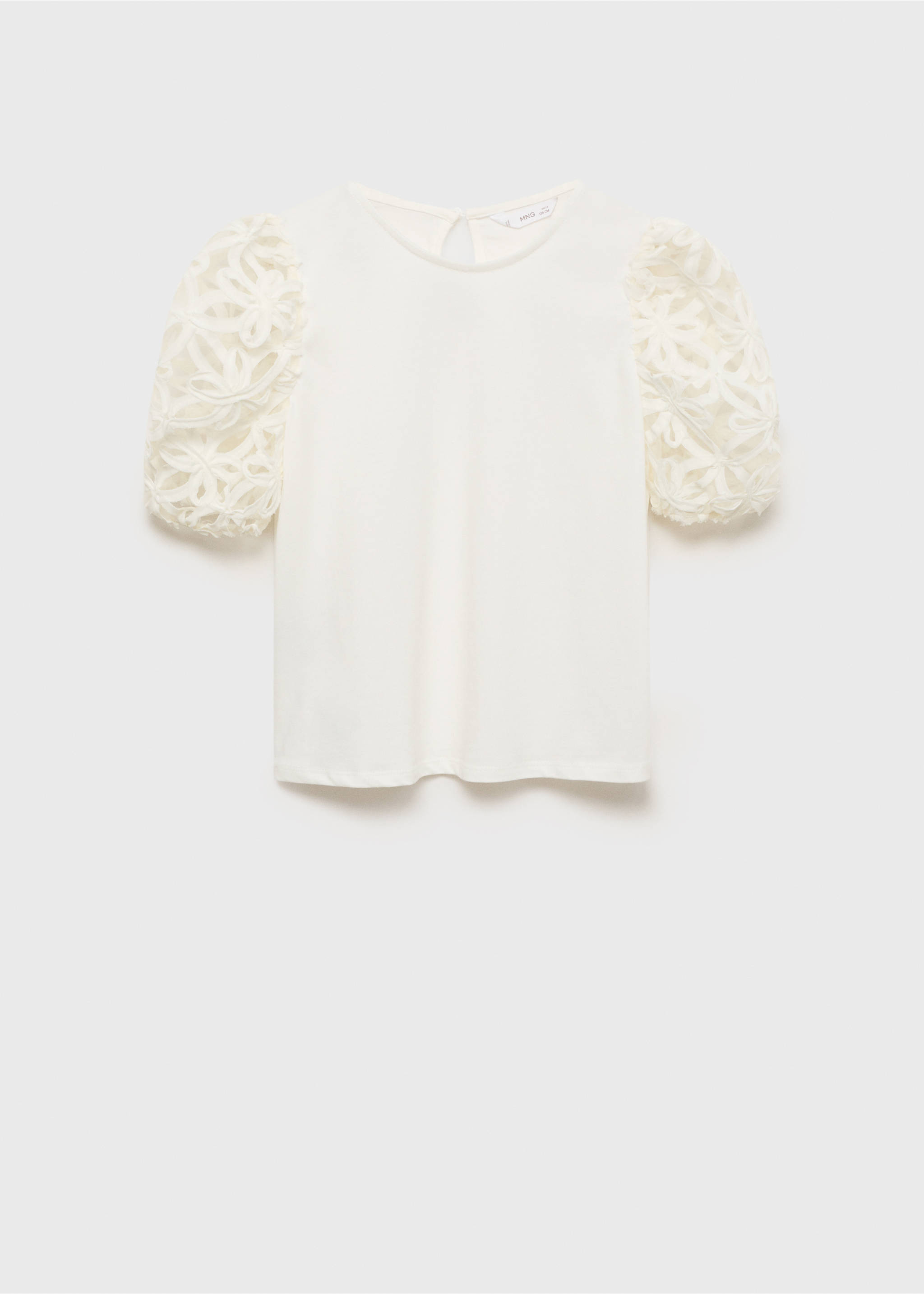 Embroidered short-sleeved t-shirt - Article without model, Off White. Ref: 87024402-00.