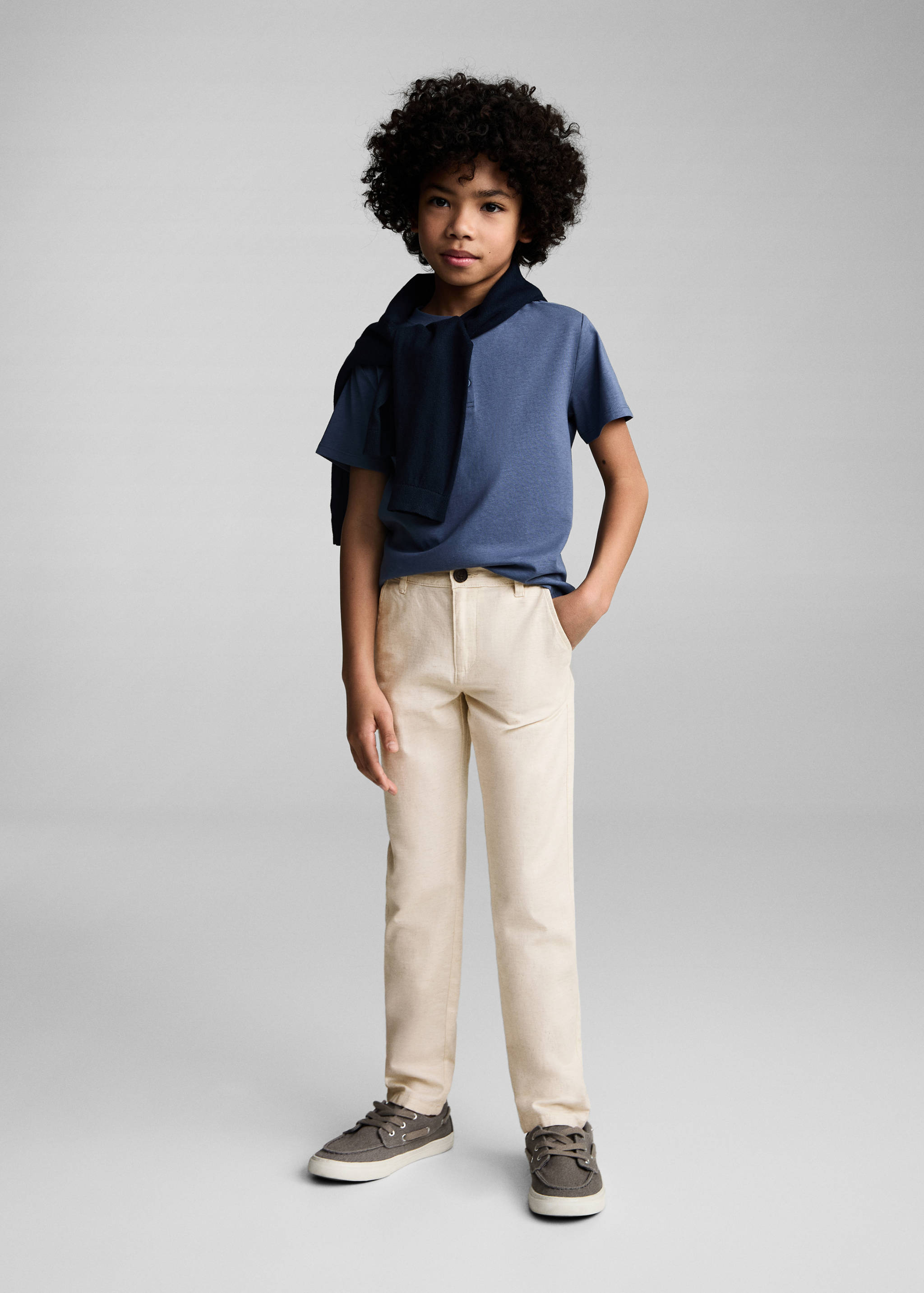 Cotton linen-blend trousers - General plane