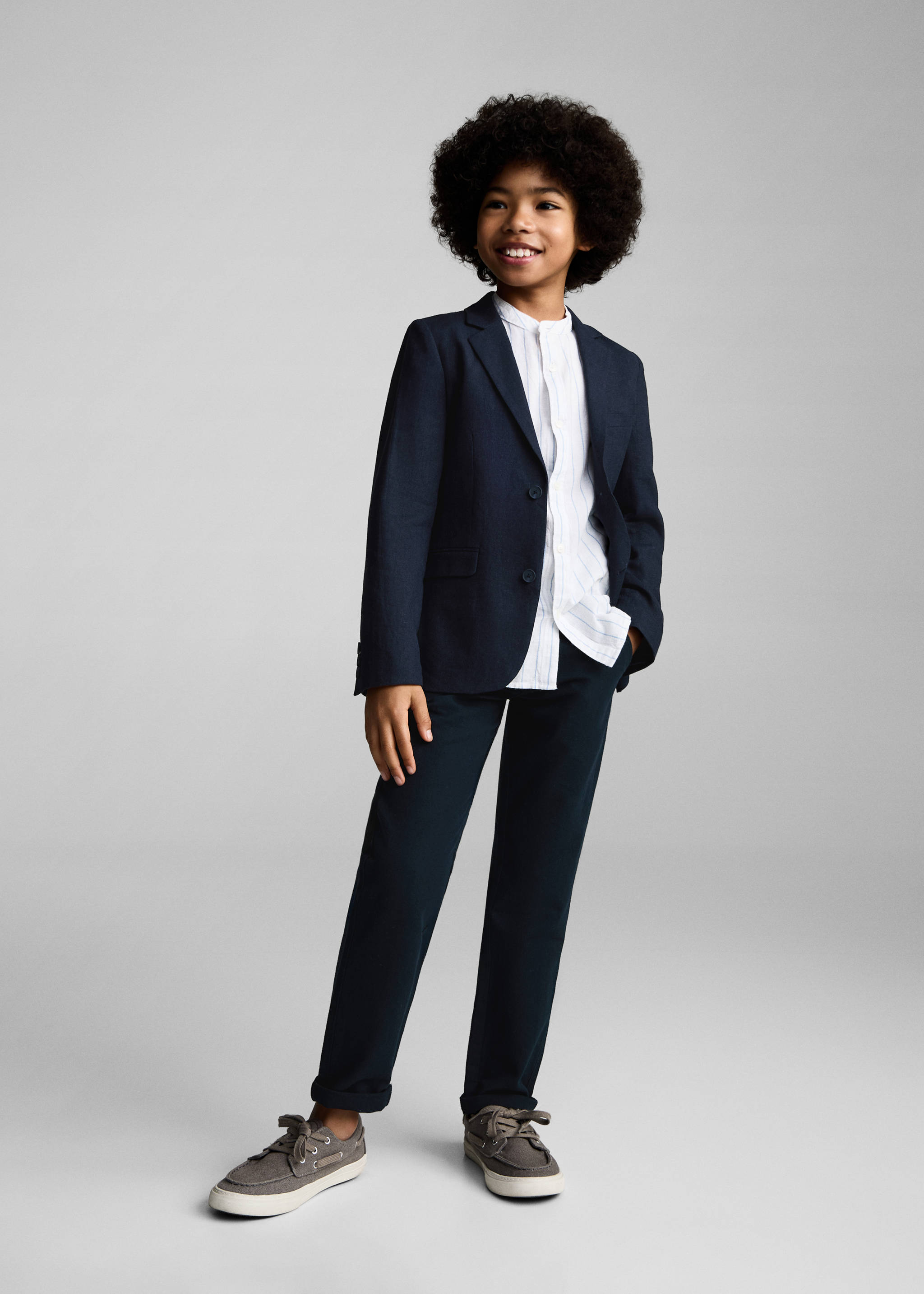 Cotton linen-blend trousers - General plane