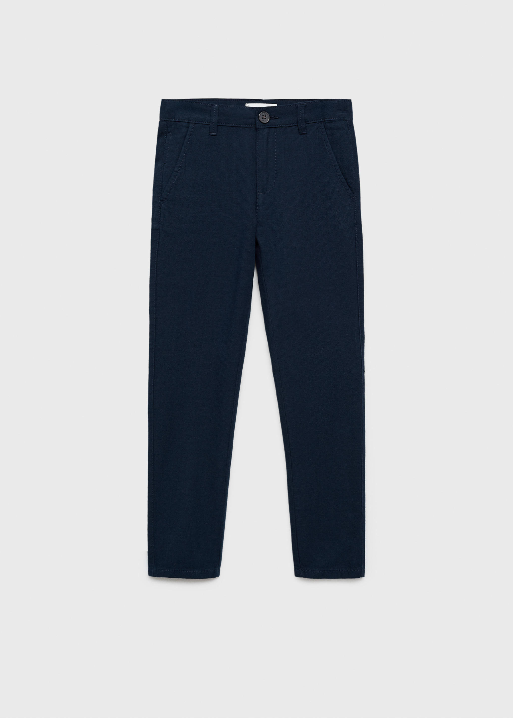 Cotton linen-blend trousers - Article without model, Dark Navy. Ref: 87024404-00.