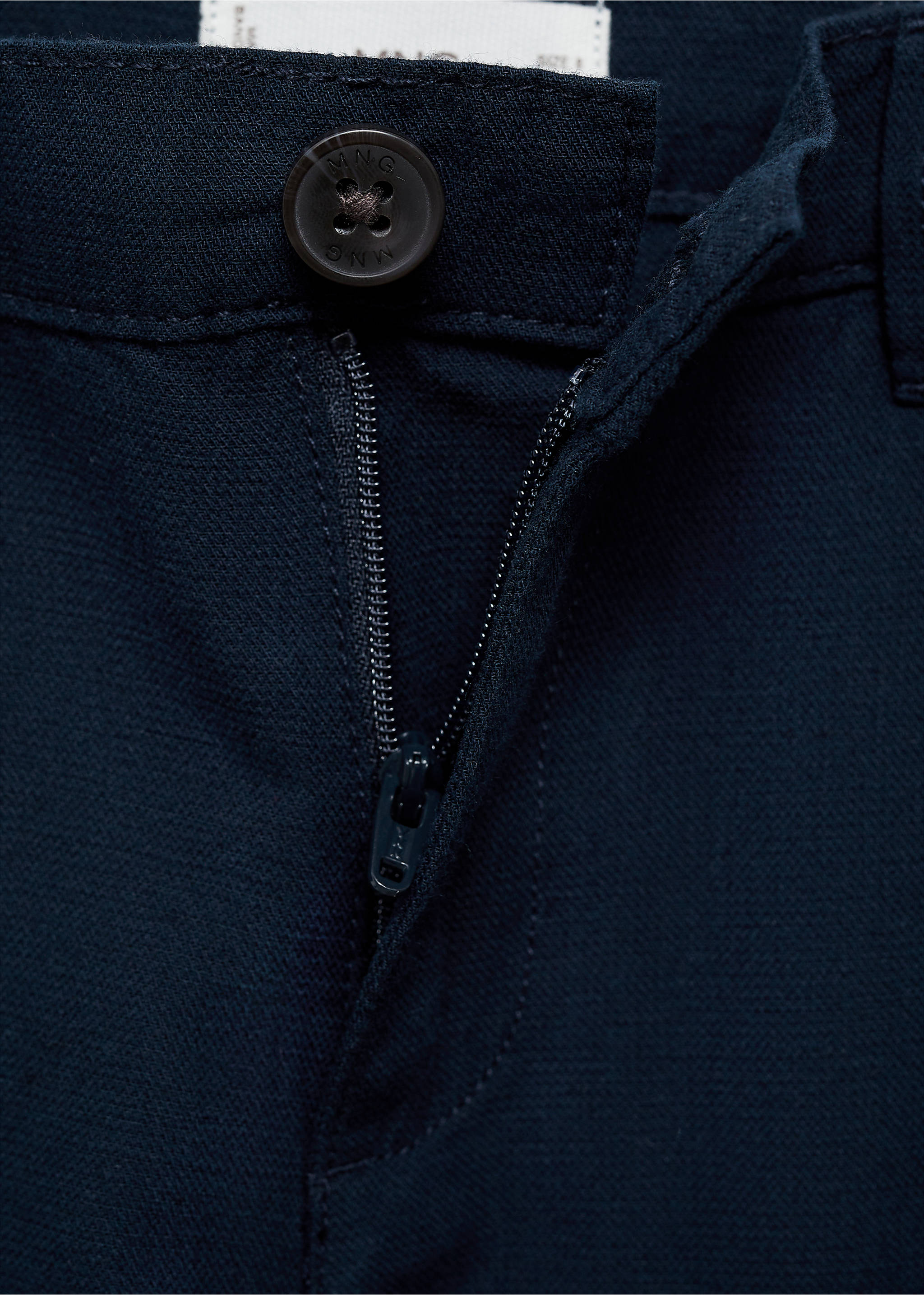 Cotton linen-blend trousers - Details of the article 8, Dark Navy. Ref: 87024404-00.