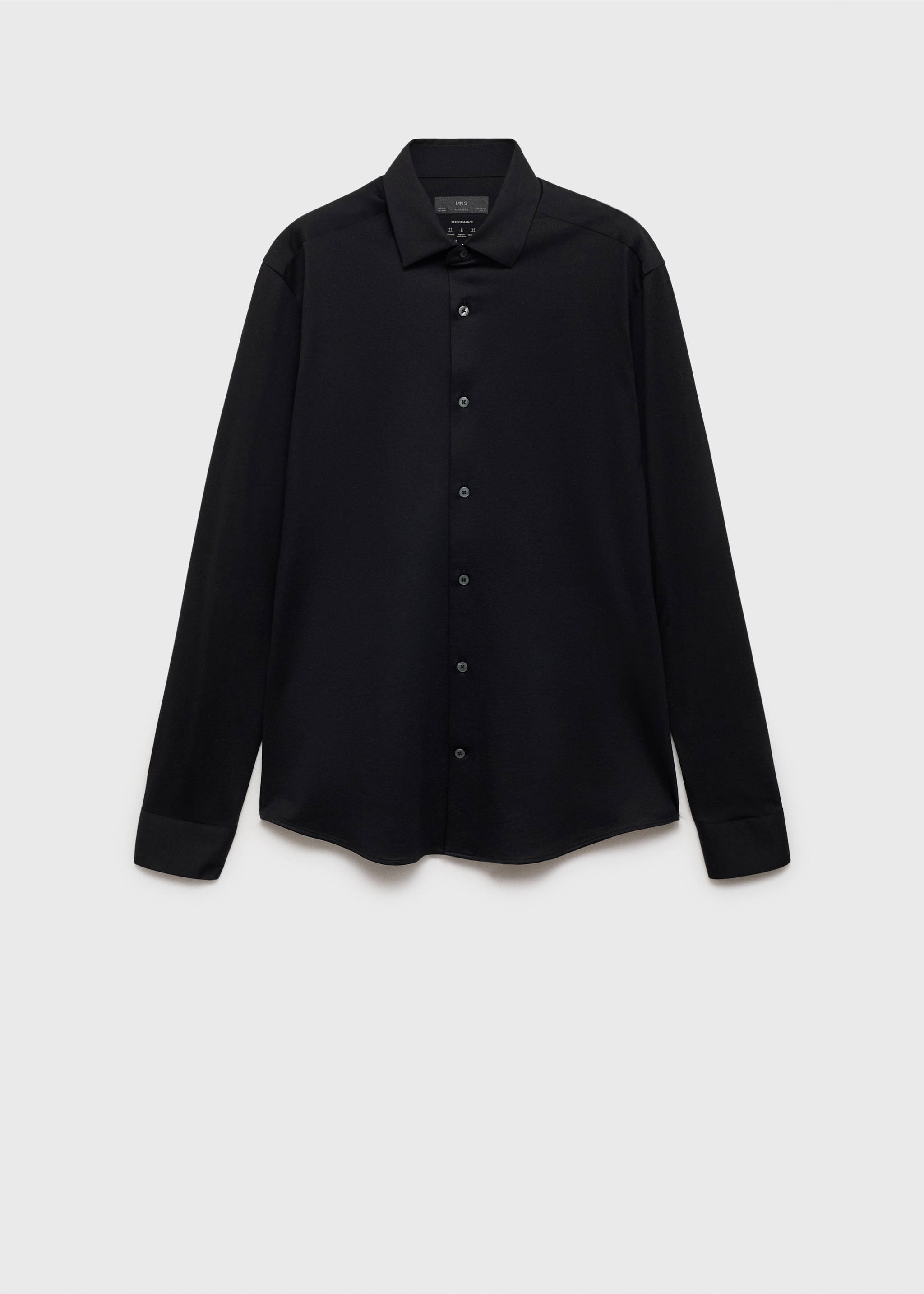 Comfort stretch non-iron shirt - Article without model, Black. Ref: 87024408-00.