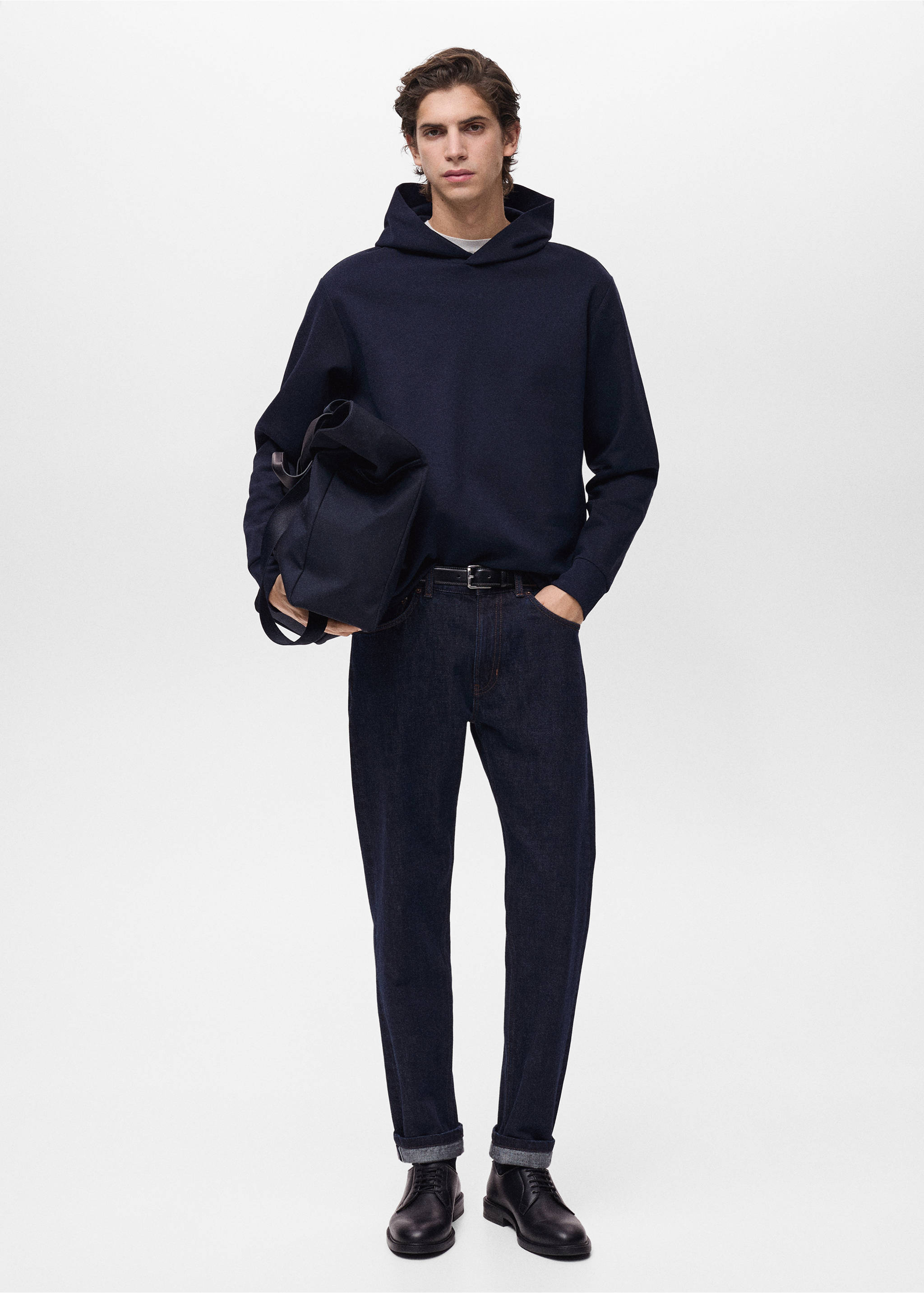 Regular-fit cotton hoodie - General plane, Night Blue. Ref: 87024410-00.