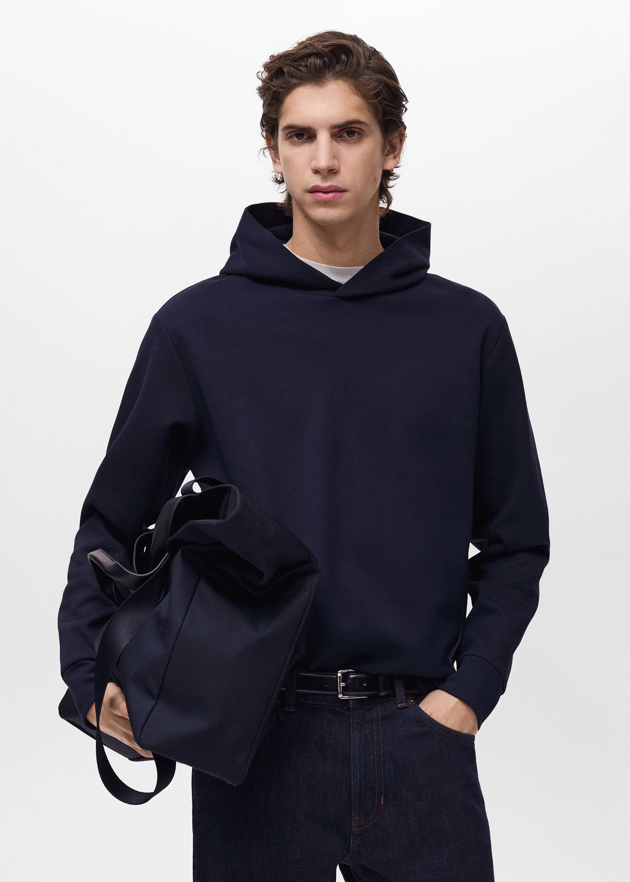 Regular-fit cotton hoodie - Medium plane