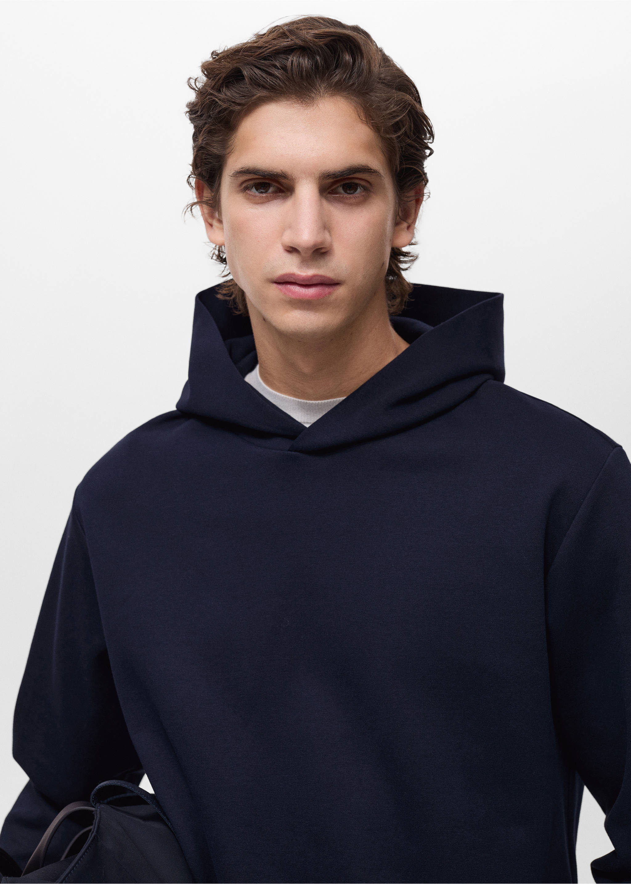 Regular-fit cotton hoodie - Details of the article 1, Night Blue. Ref: 87024410-00.