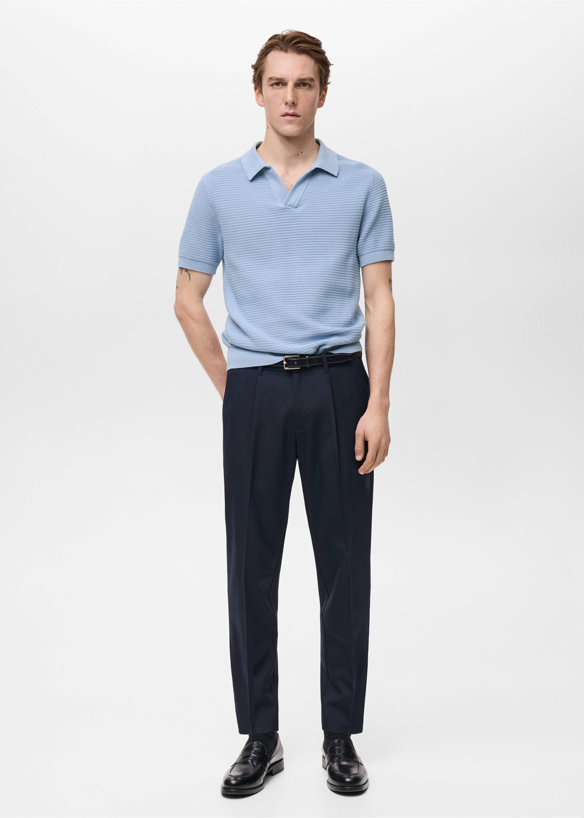 100% cotton knitted polo structure - General plane, Sky Blue. Ref: 87024412-00.