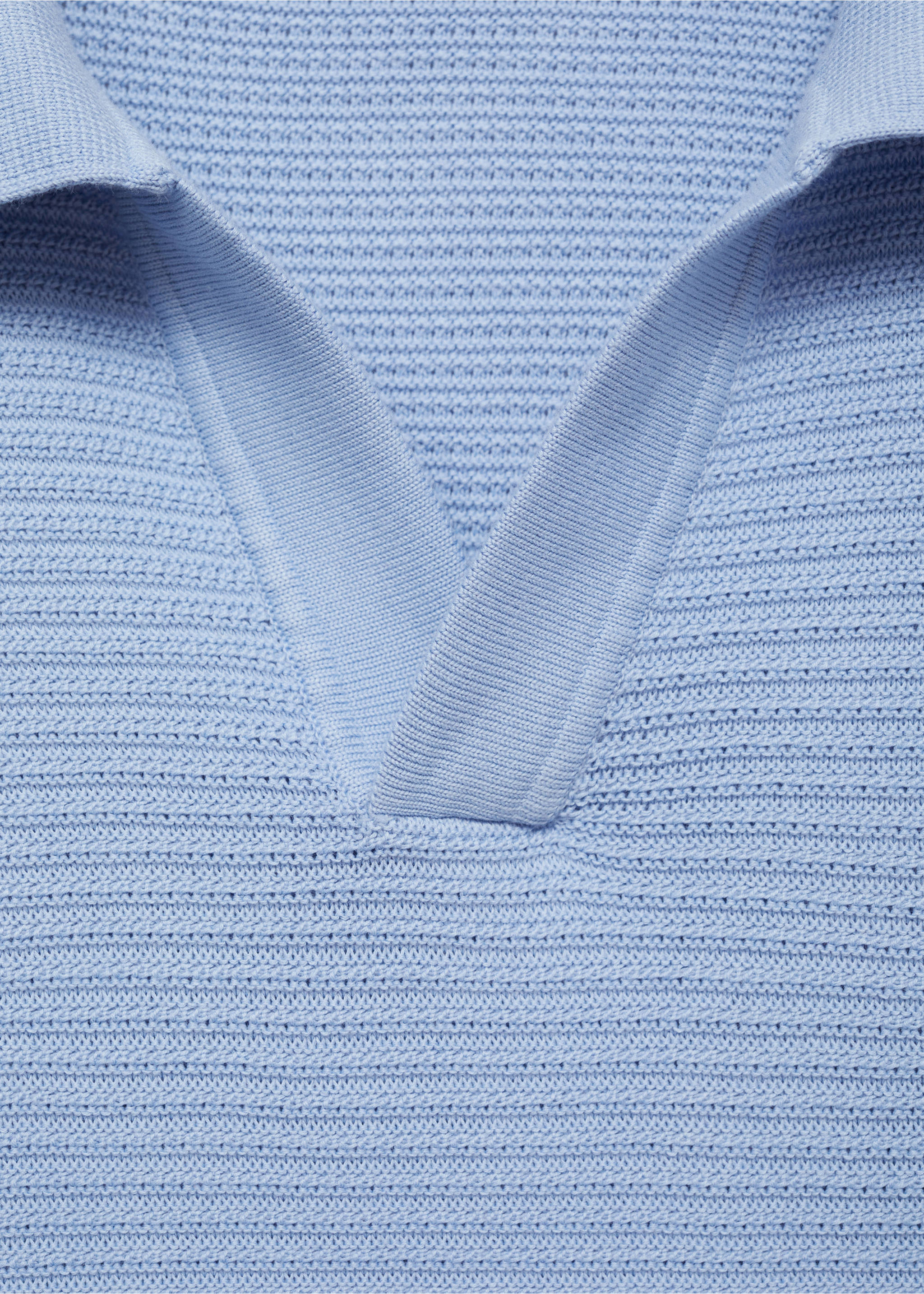 100% cotton knitted polo structure - Details of the article 8, Sky Blue. Ref: 87024412-00.