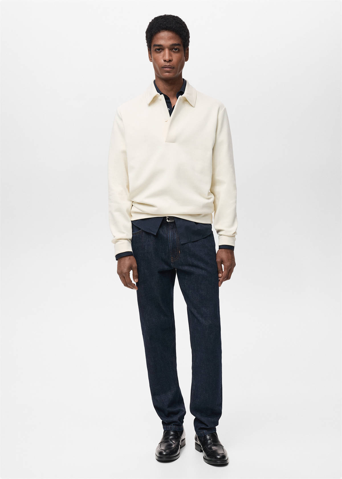 Regular-fit cotton polo sweatshirt