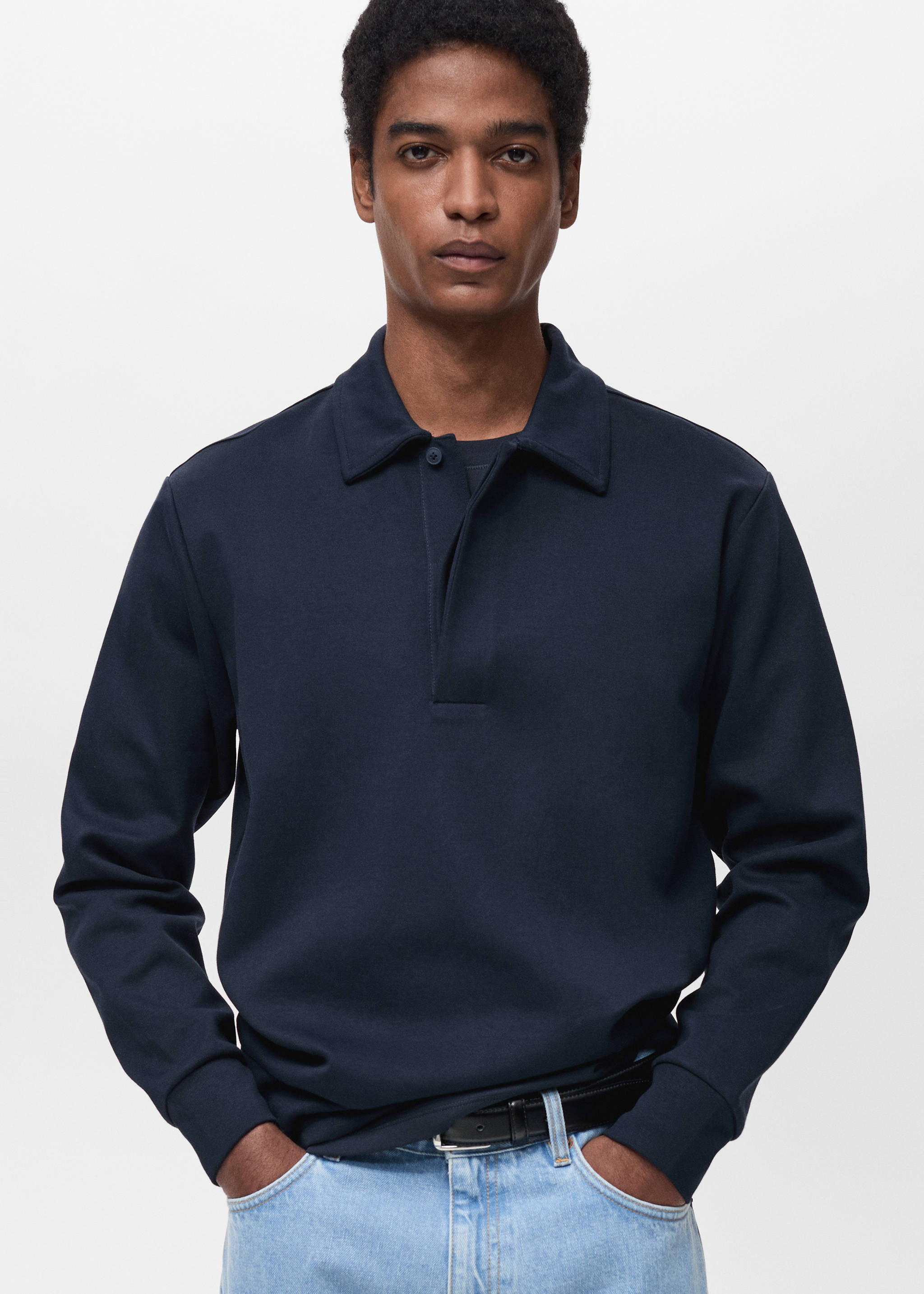 Regular-fit cotton polo sweatshirt - Medium plane