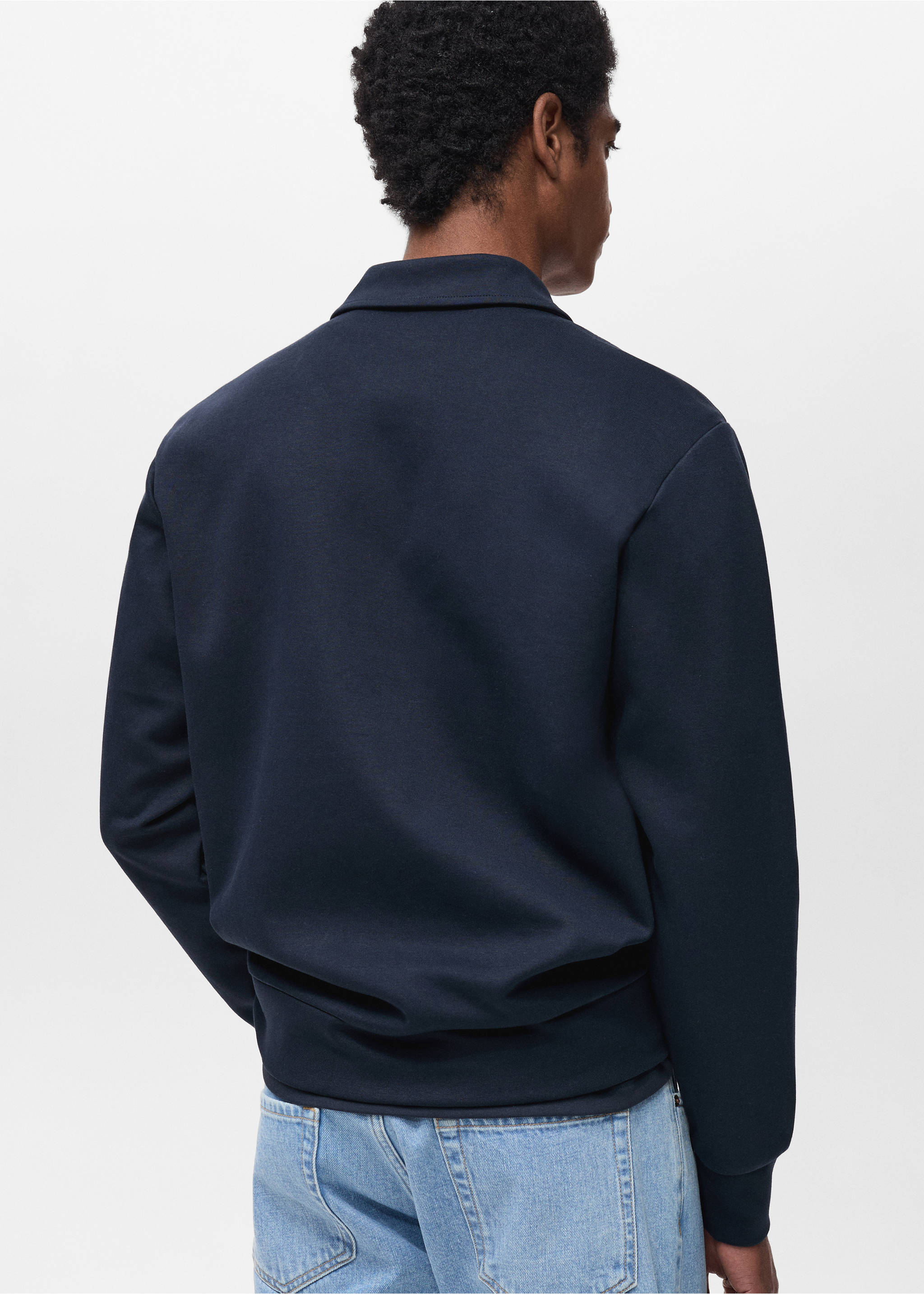 Sweat-shirt polo coton regular-fit - Verso de l’article, Bleu nuit. Ref: 87024413-00.