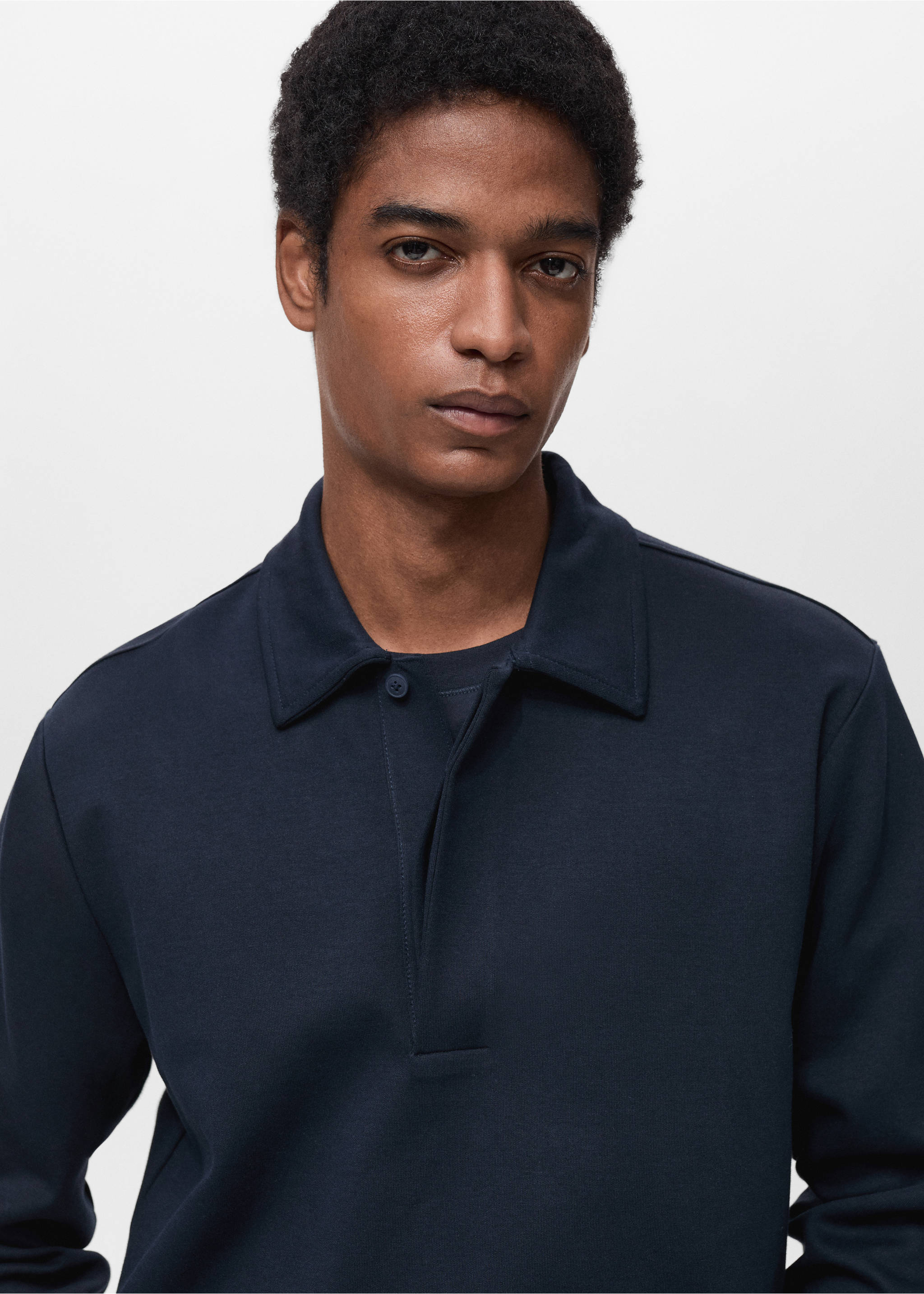 Sweat-shirt polo coton regular-fit - Détail de l'article 1, Bleu nuit. Ref: 87024413-00.