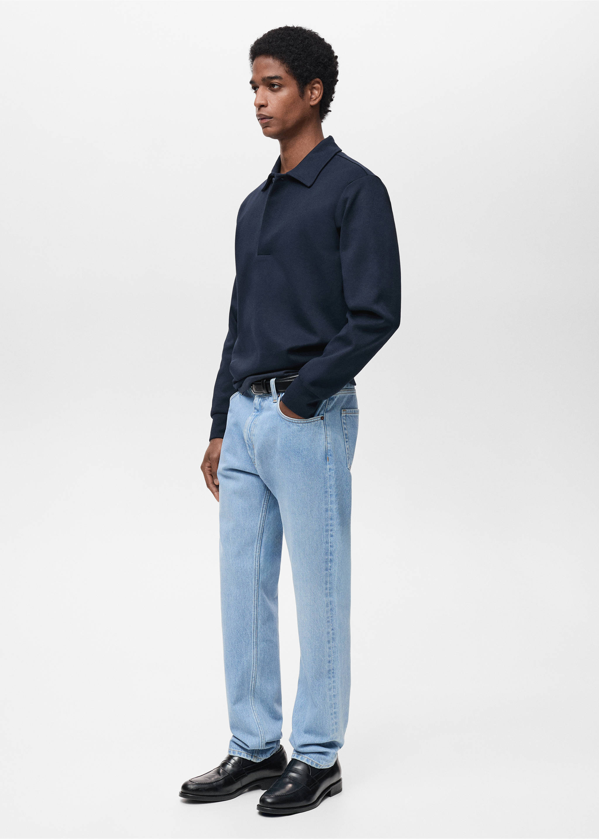 Sweat-shirt polo coton regular-fit - Détail de l'article 2, Bleu nuit. Ref: 87024413-00.