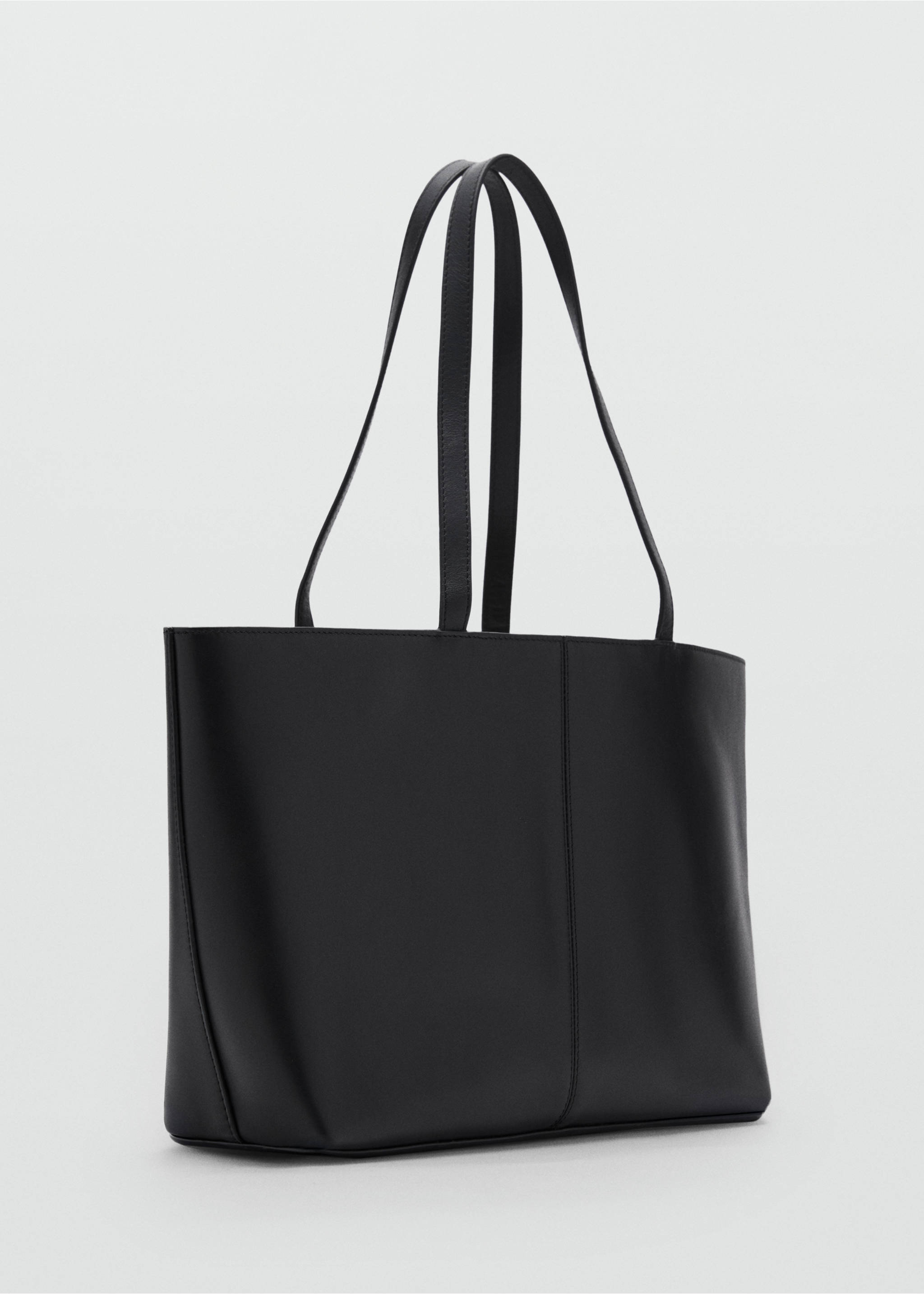 Medium leather shopper bag - Medium plane, Black. Ref: 87024420-00.