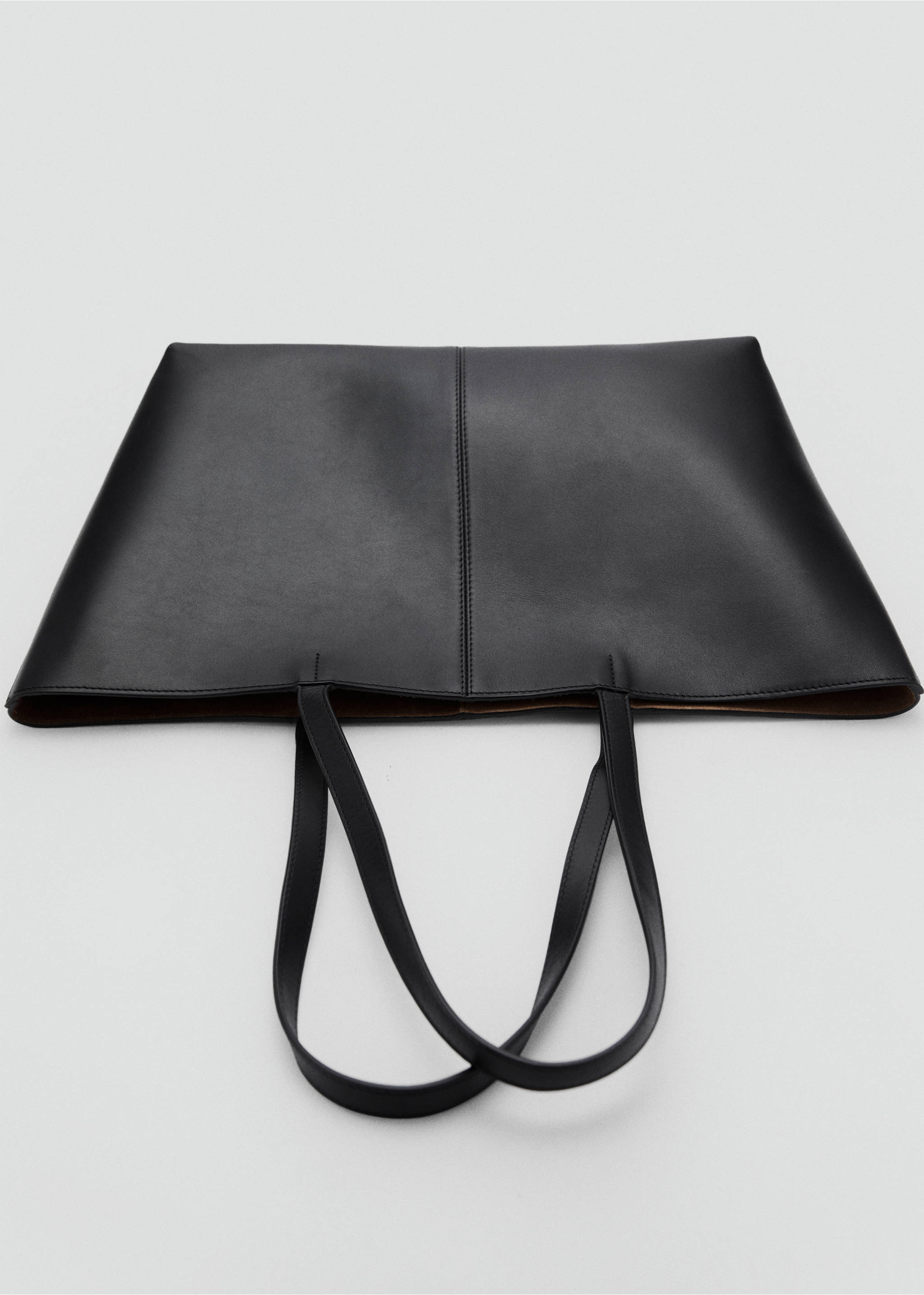 Medium leather shopper bag - Details of the article 5, Black. Ref: 87024420-00.
