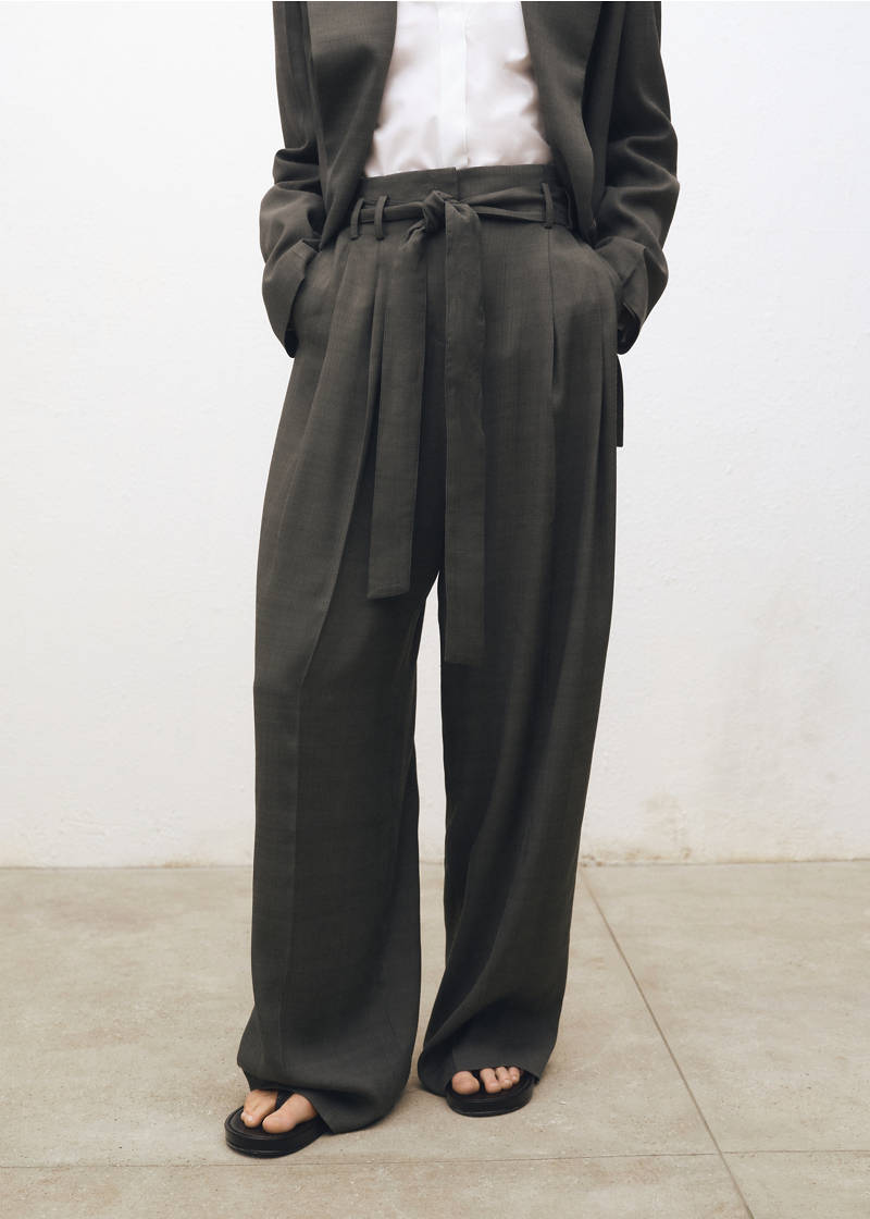 Suit pants with belt clips - Khaki