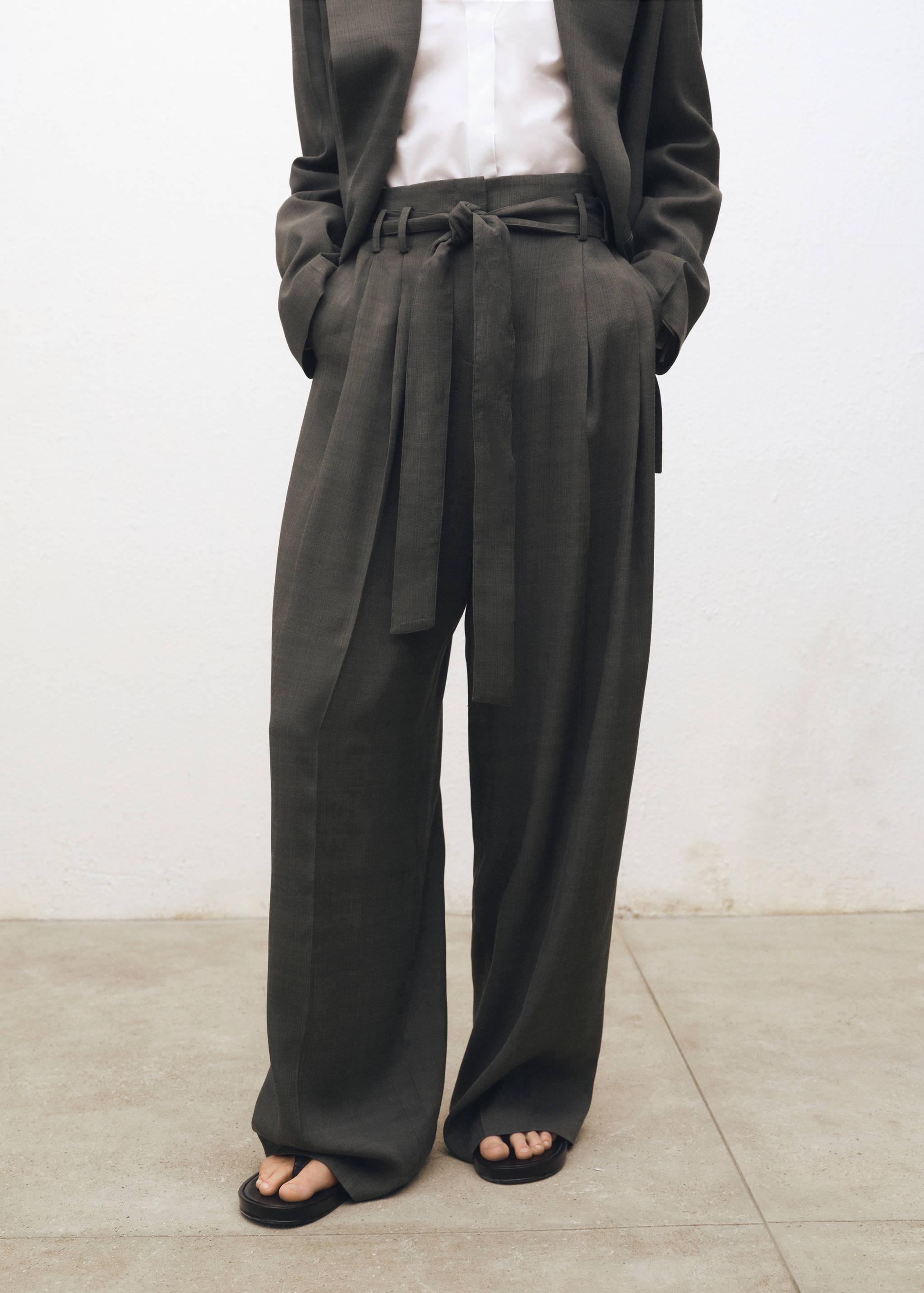 Bandplooibroek met ceintuur - Middenvlak